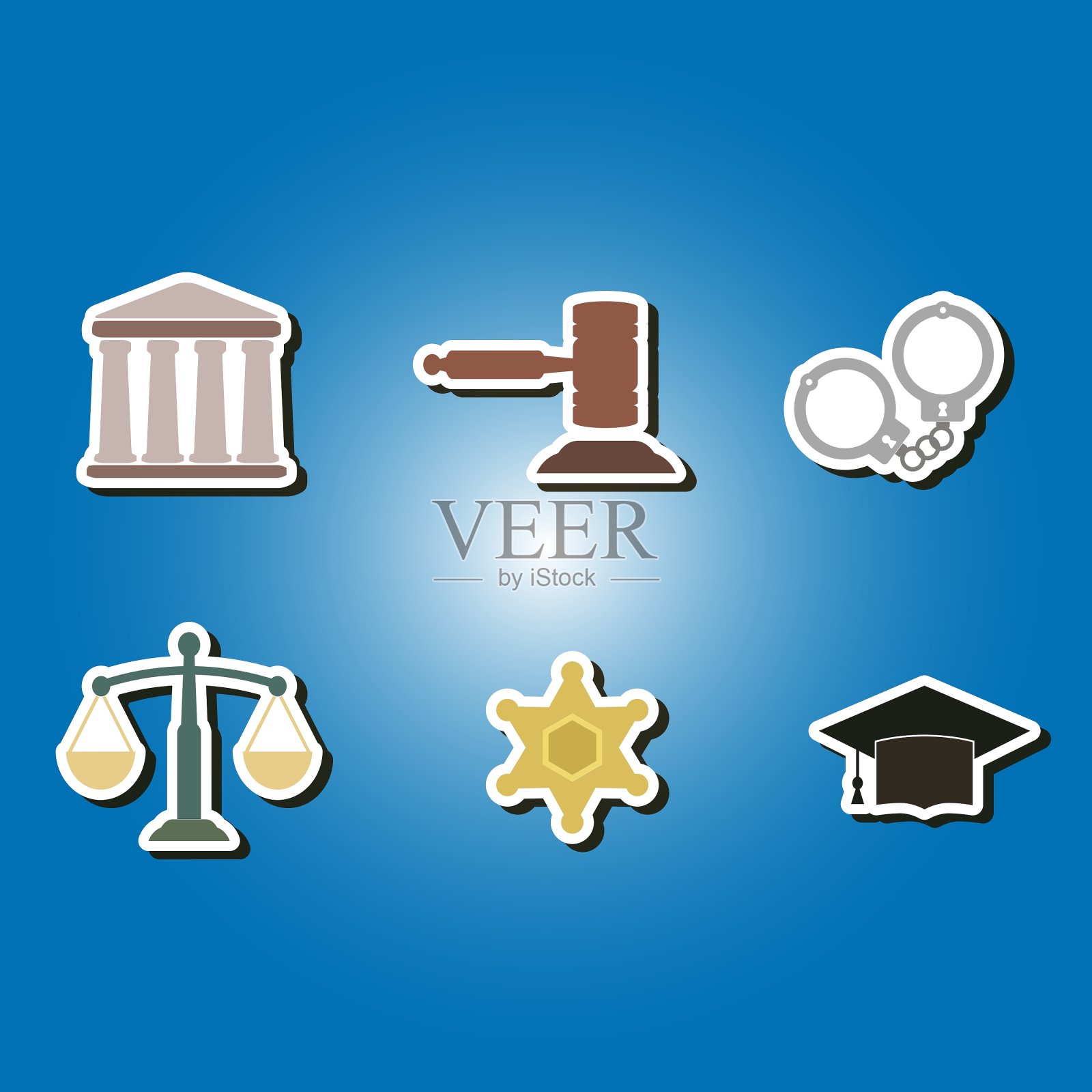 代表法律和法庭的彩色图标图标素材