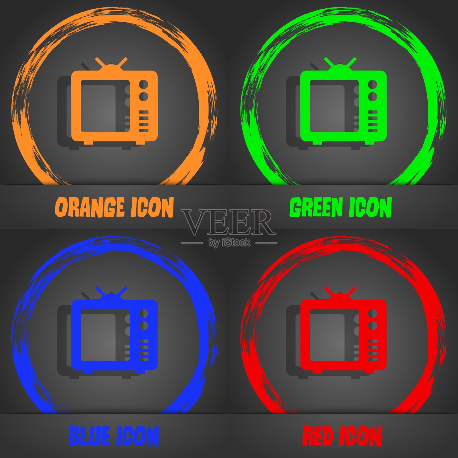 老电视电视偶像时尚的现代风格在图标素材