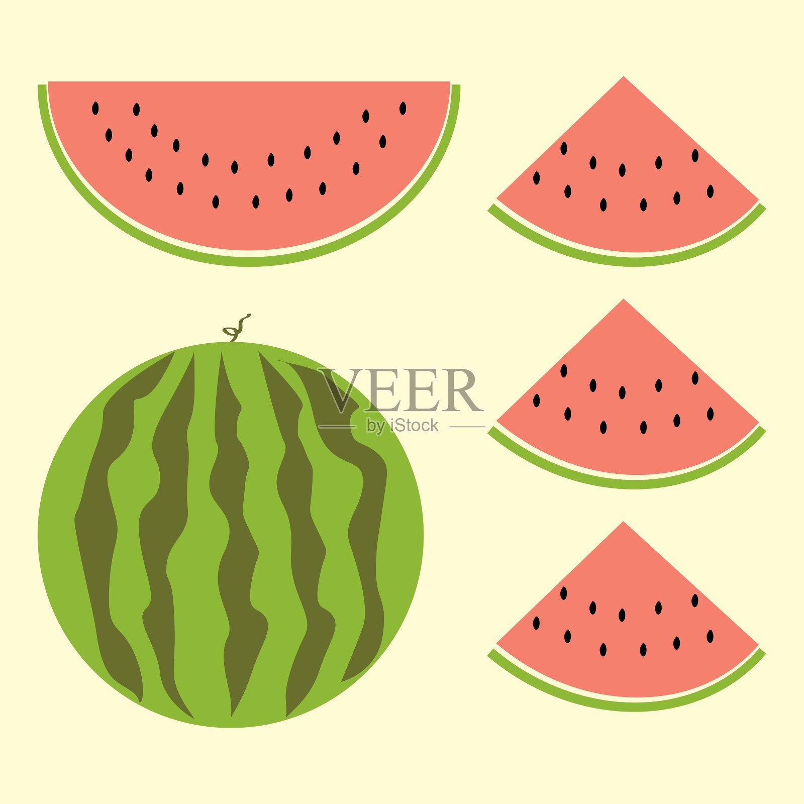西瓜Fet与标志扁平化风格插画图片素材