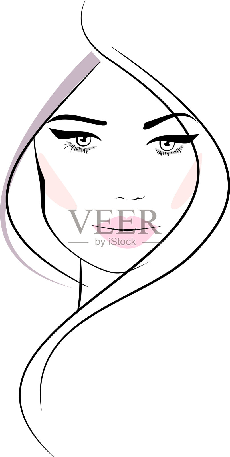 漂亮的女孩，卷发，粉红色的嘴唇设计元素图片