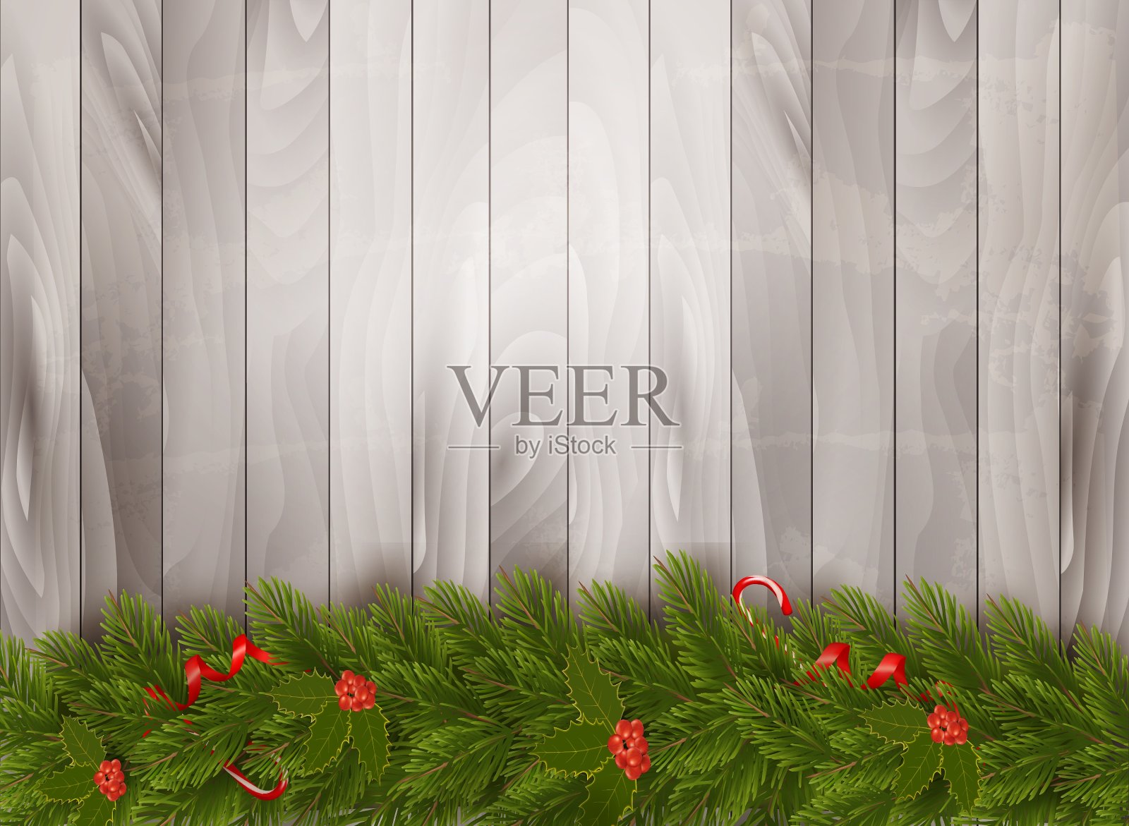 旧木制背景上的圣诞节装饰插画图片素材