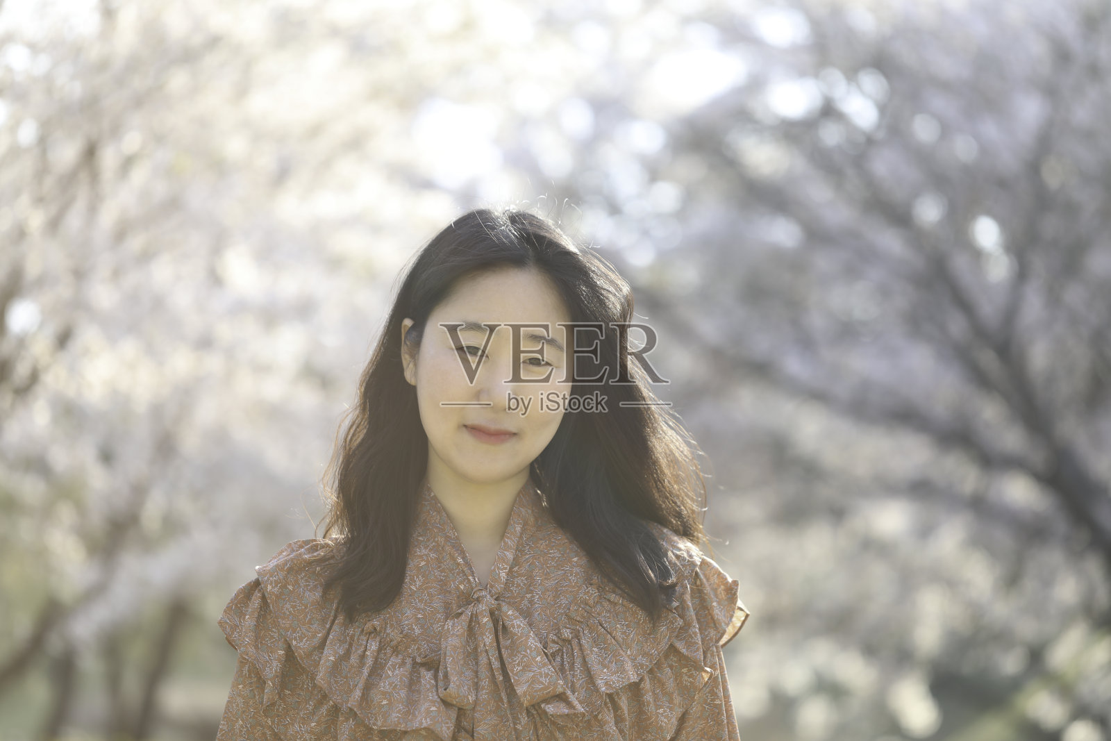 亚洲女人的樱花照片摄影图片