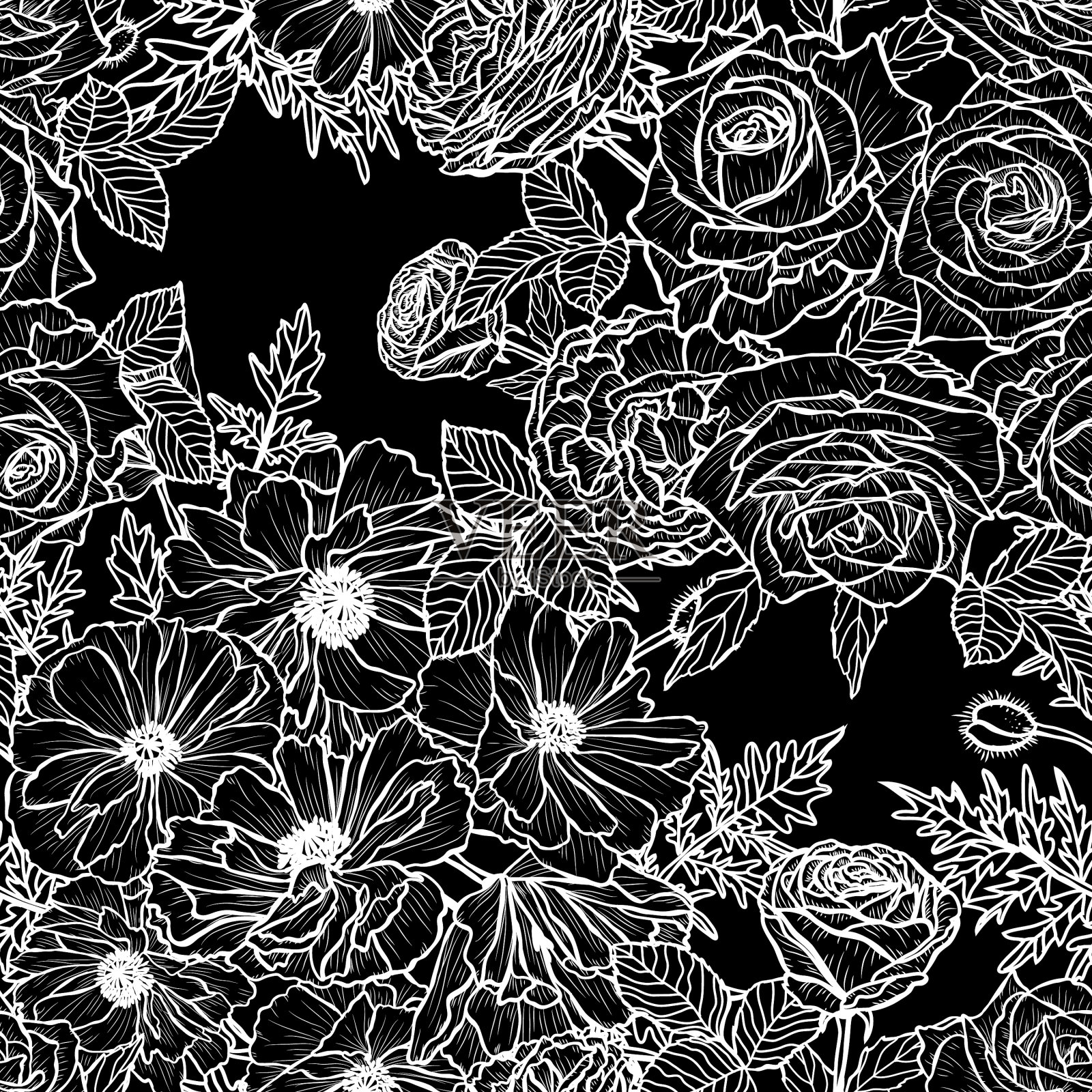 花卉无缝模式插画图片素材