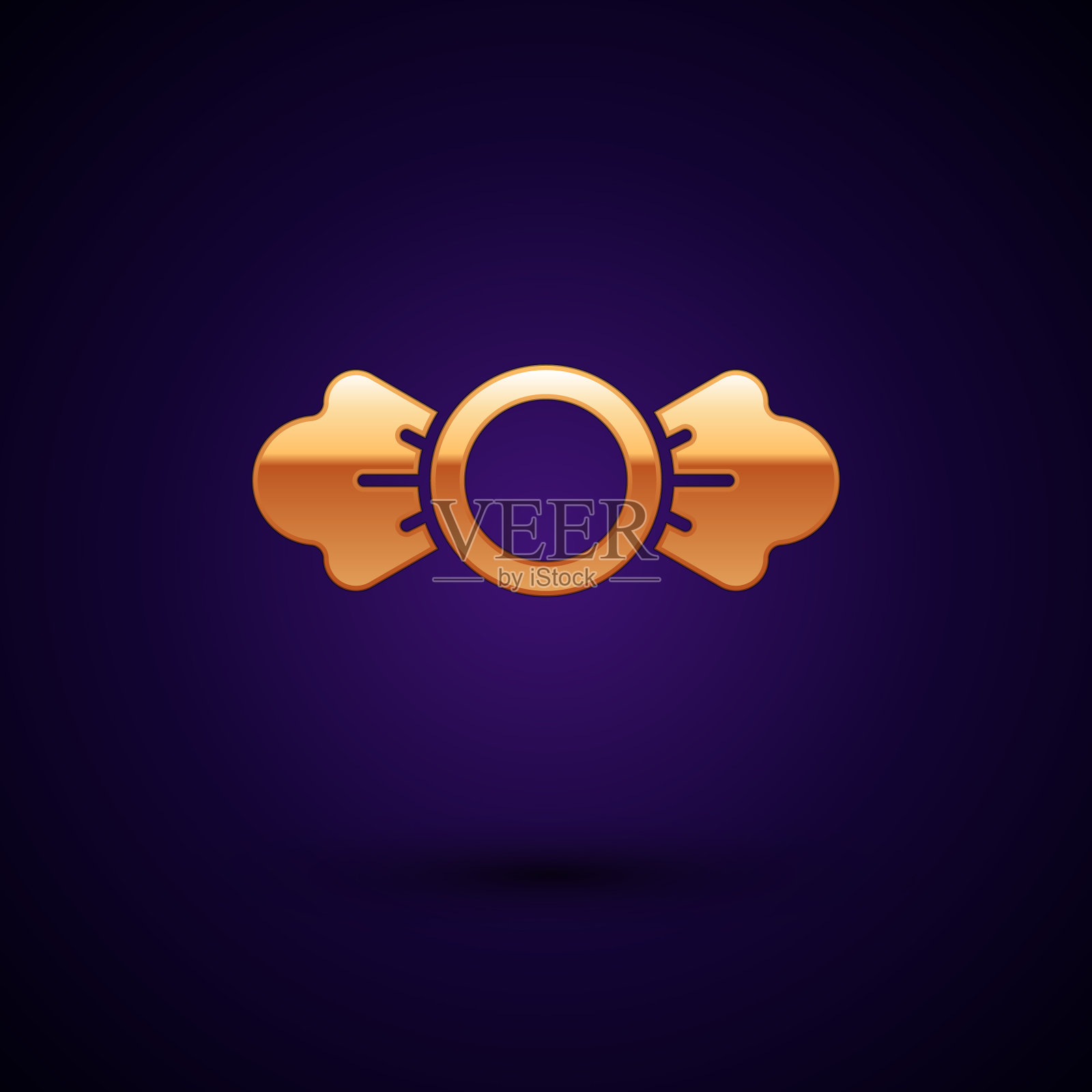 金色糖果图标孤立在深蓝色的背景插画图片素材