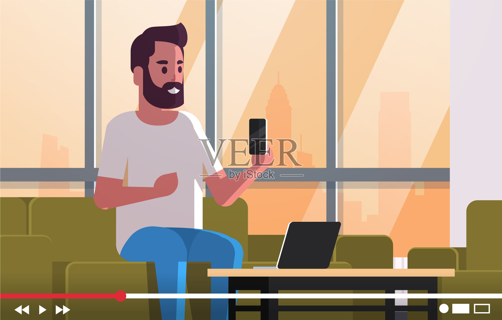 技术博客录制在线视频的人插画图片素材