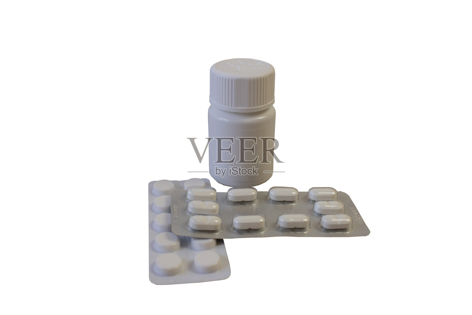照片剪出片剂，药物在白色背景下，孤立照片摄影图片
