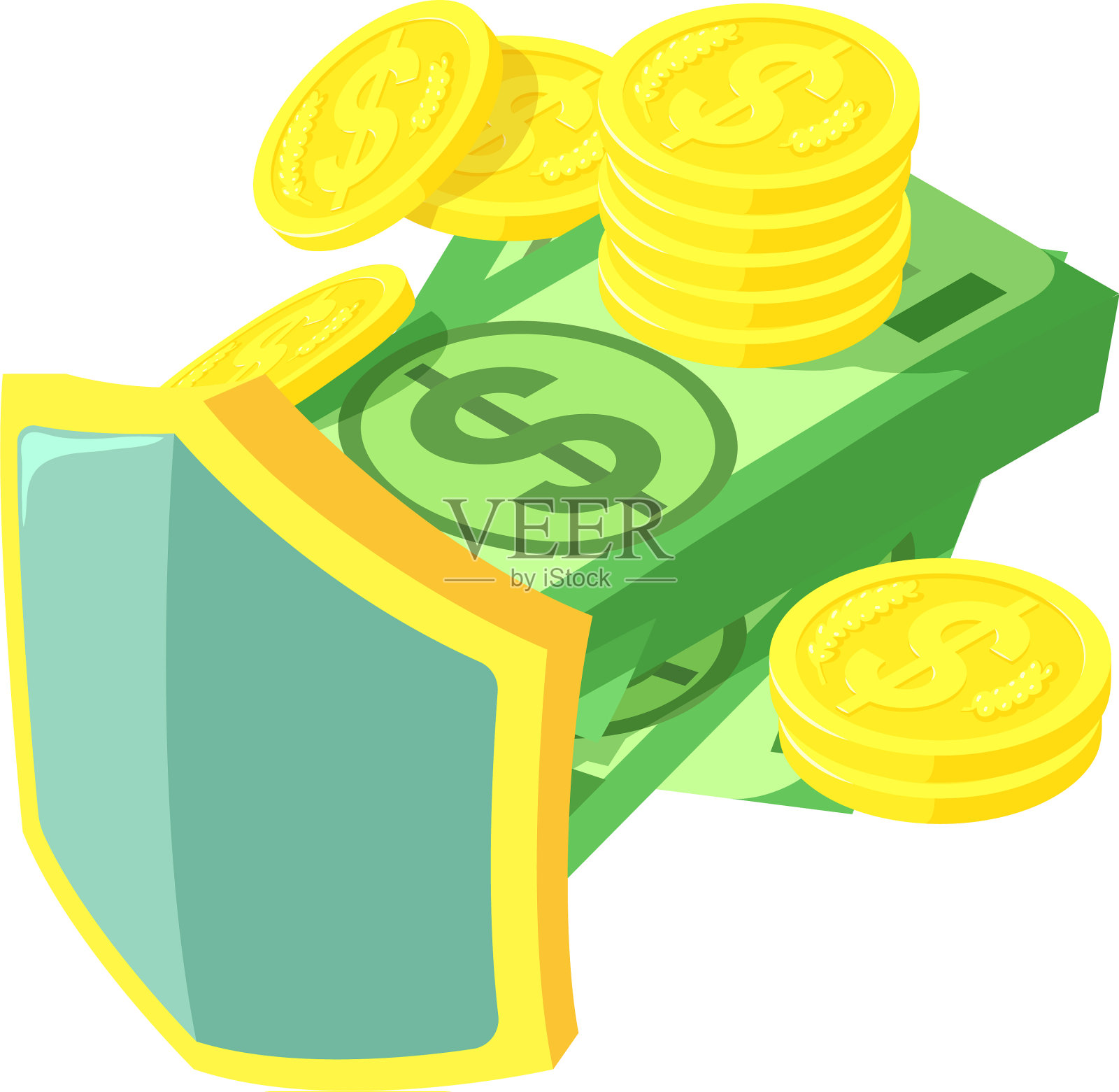 货币保险图标等距风格插画图片素材