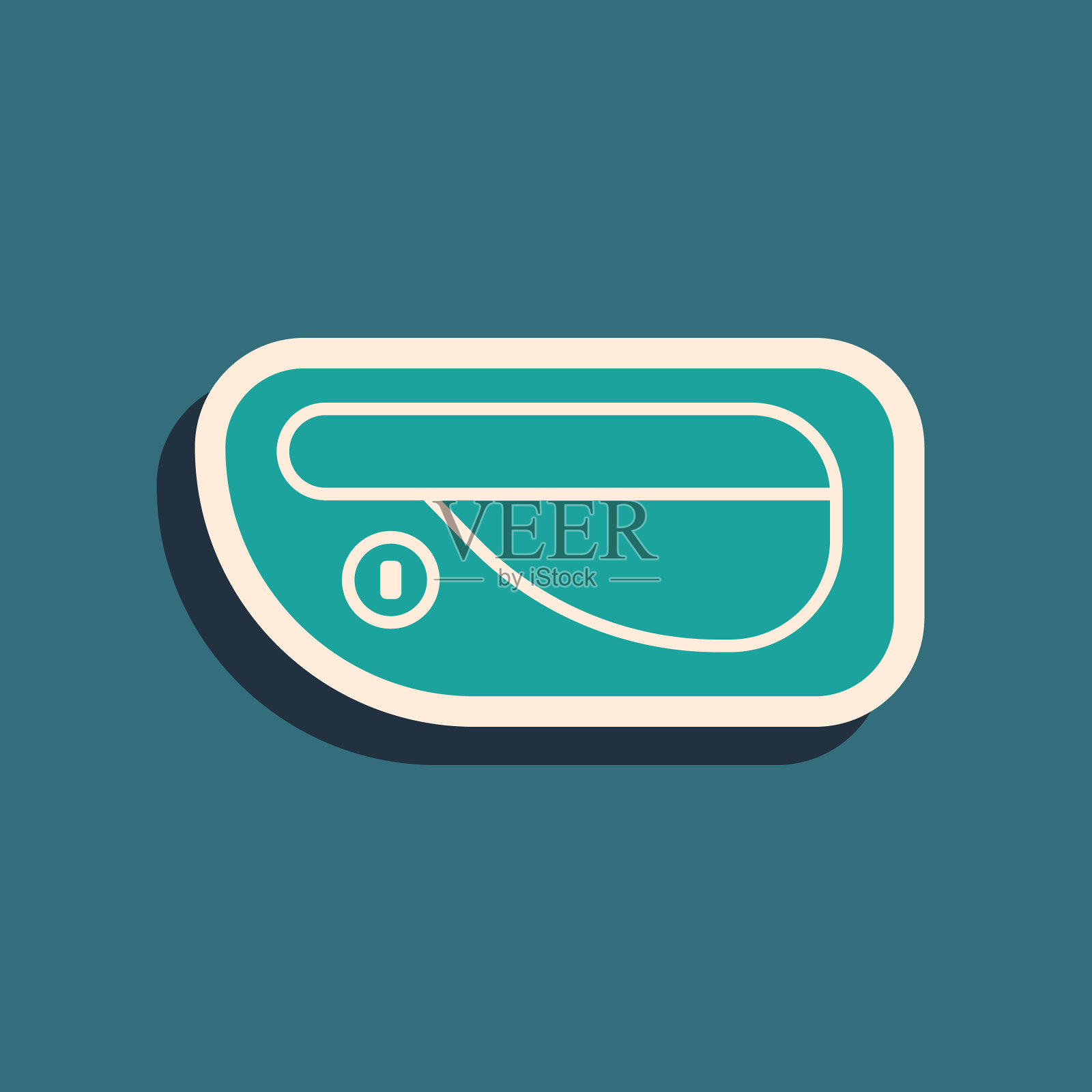 绿色车门把手图标隔离在蓝色插画图片素材