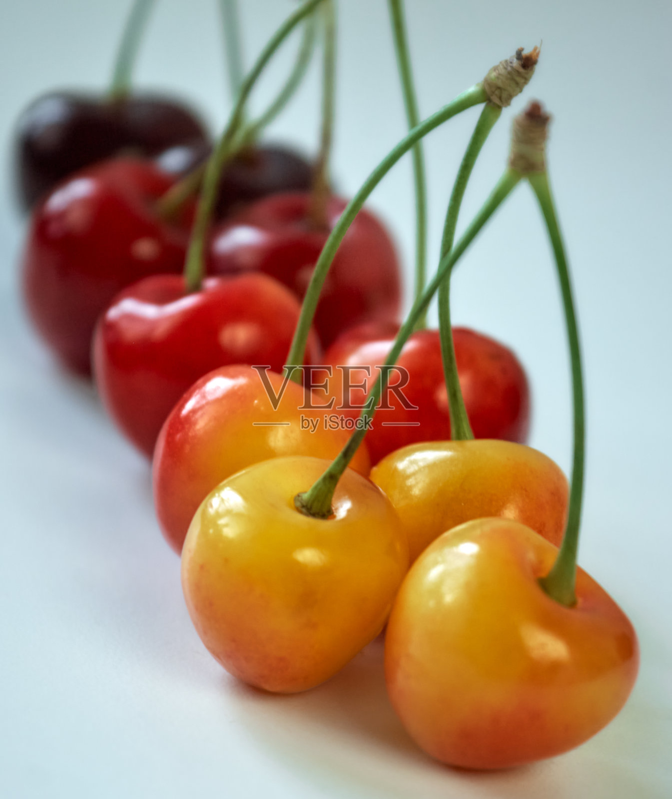 新鲜樱桃特写。照片摄影图片