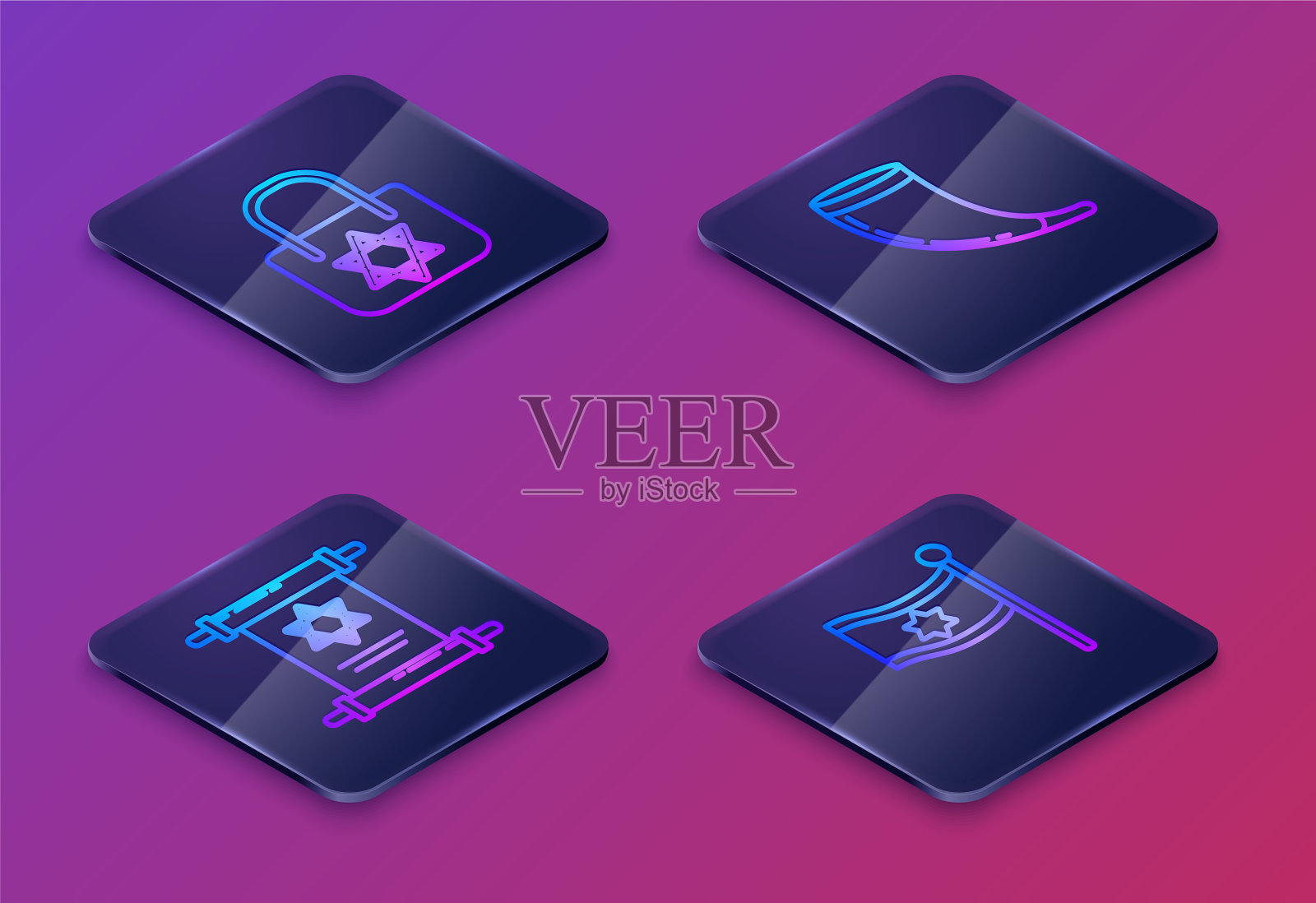 用明星大卫设置等距线购物袋图标素材