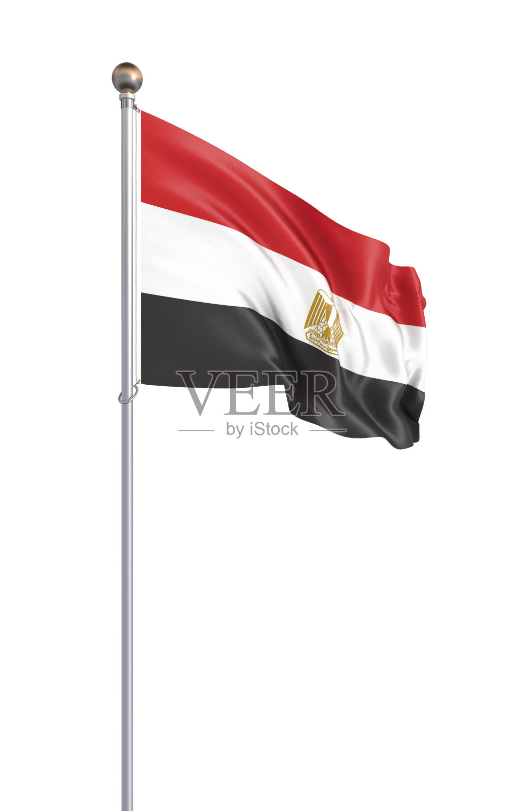 埃及的国旗在风中飘扬。背景纹理。3 d渲染;波。孤立在白色的。插图。照片摄影图片