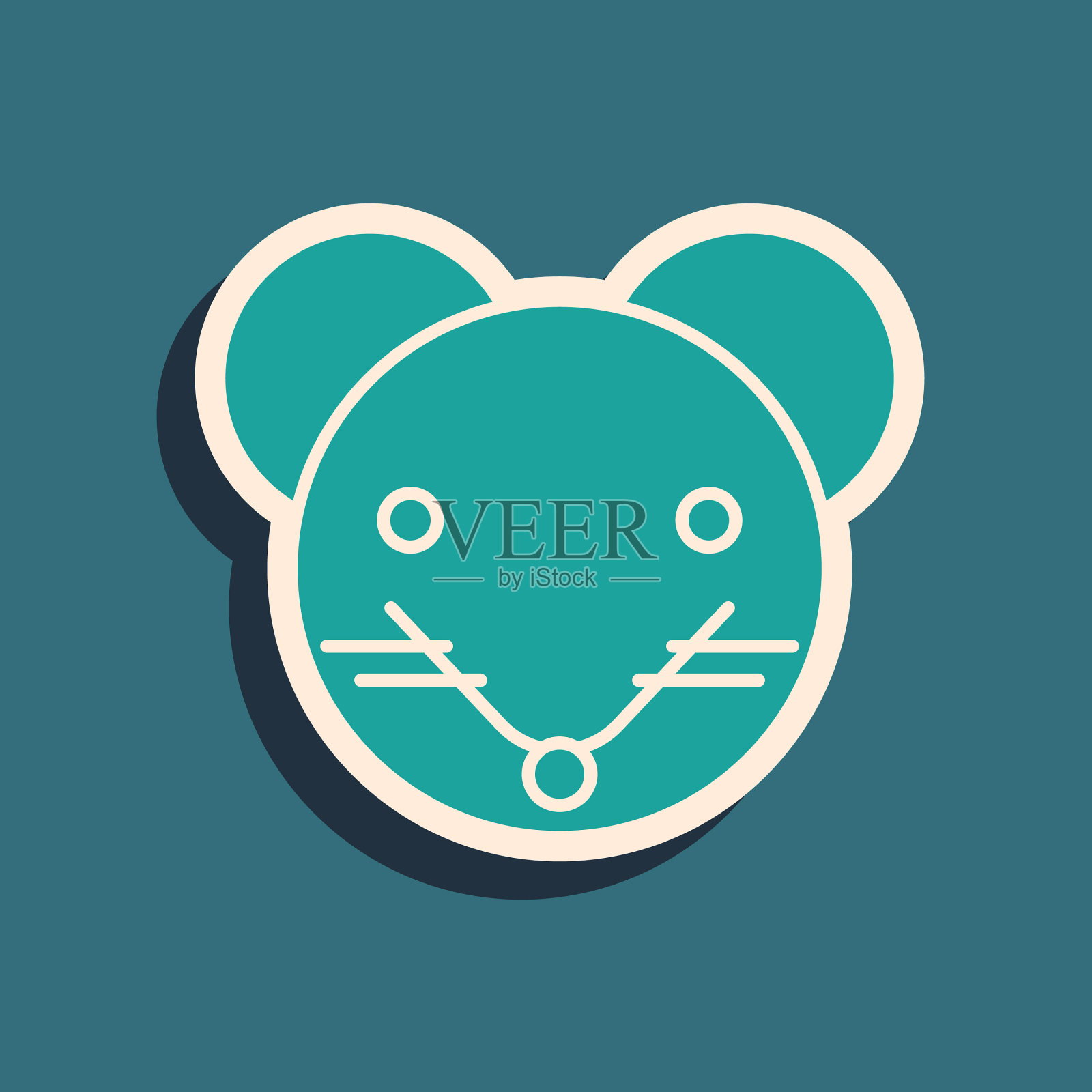 绿色老鼠生肖图标孤立在蓝色插画图片素材