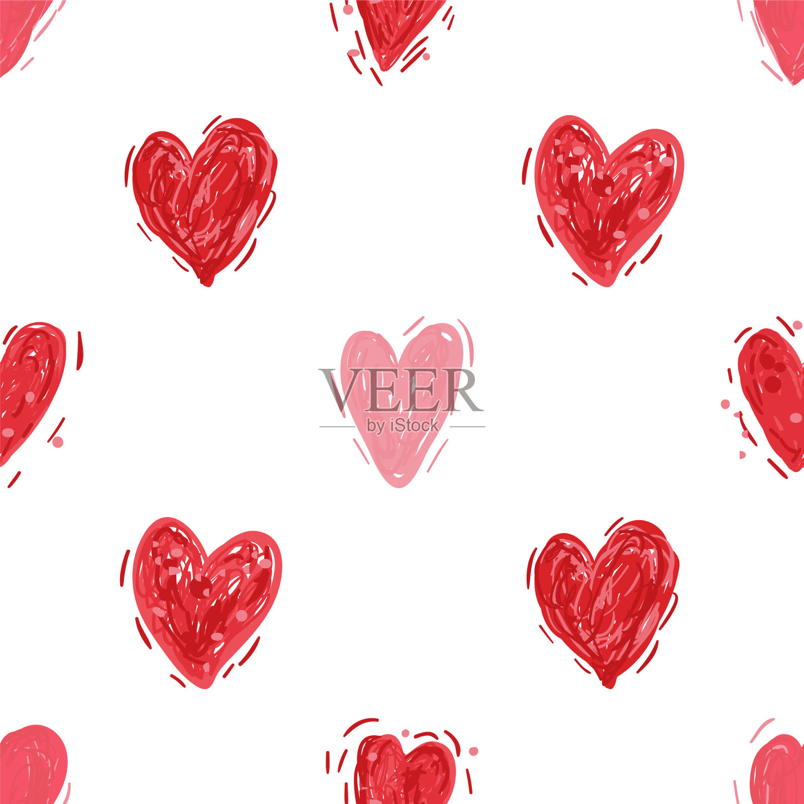 无缝图案的心形情人节插画图片素材