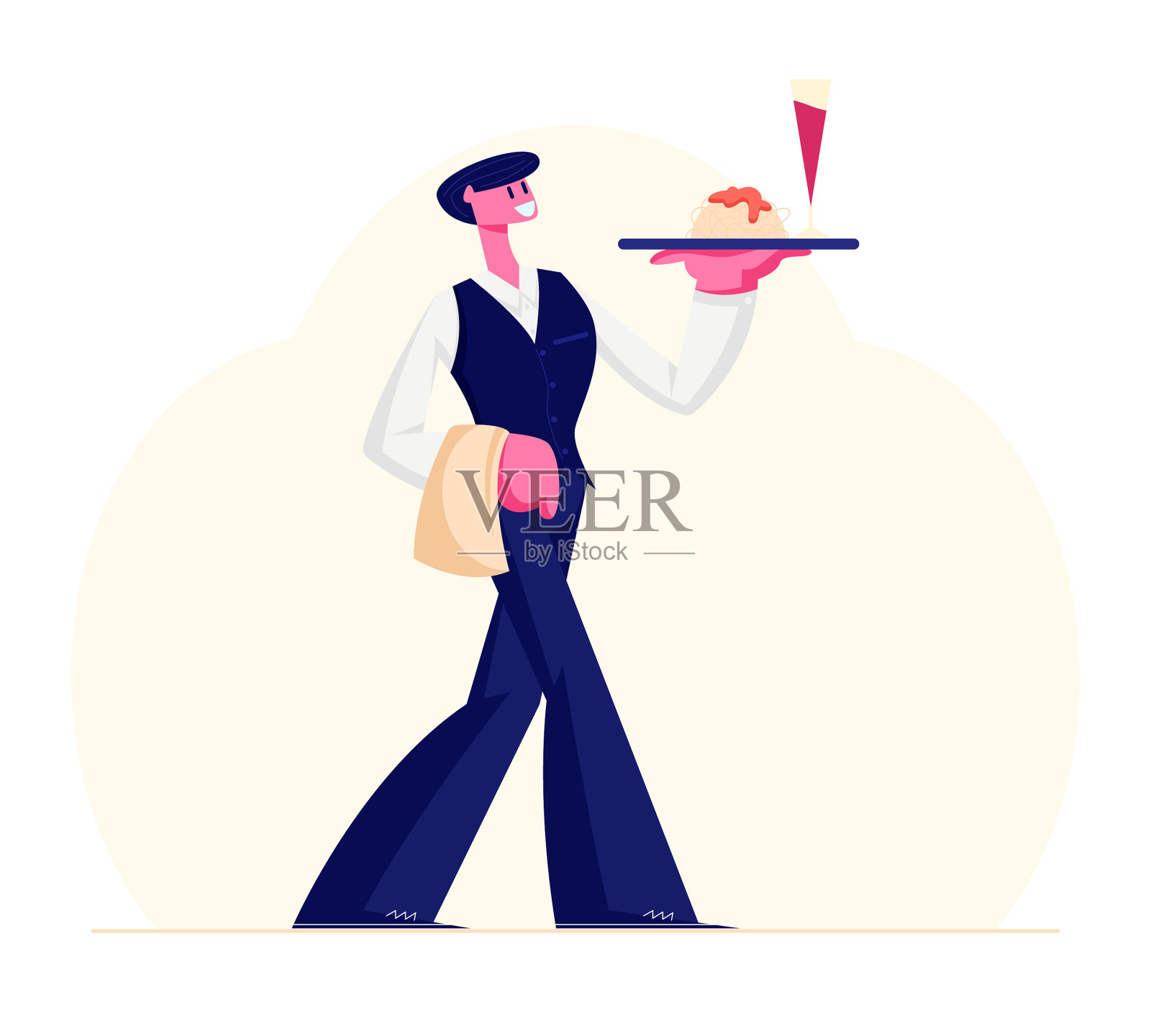 年轻的服务员，男主角穿着制服设计元素图片