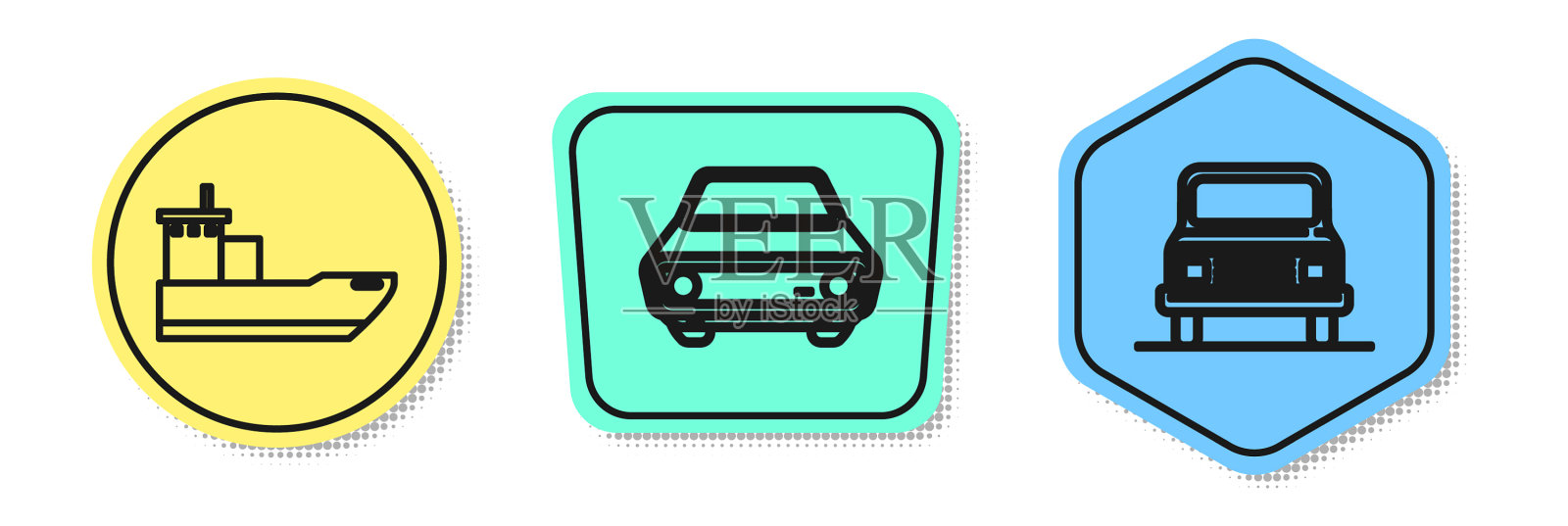 定线货船车体及彩车形状图标素材