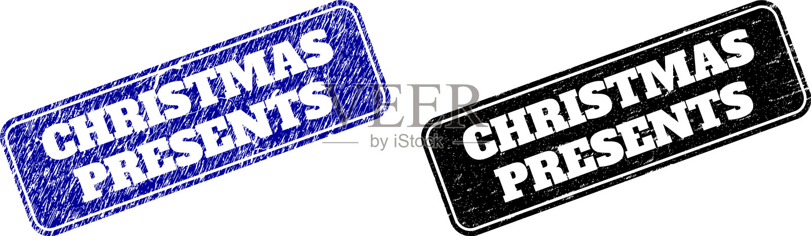 圣诞礼物黑蓝圆润插画图片素材