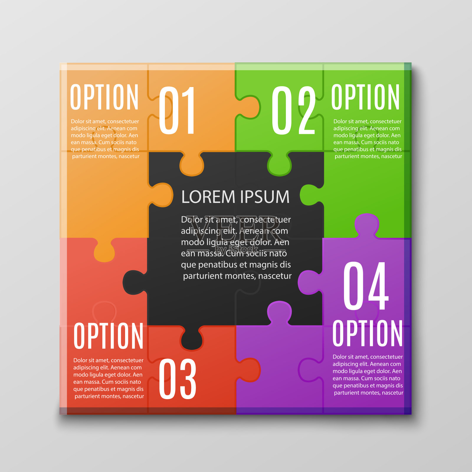 有四个选项的创意拼图海报模板插画图片素材