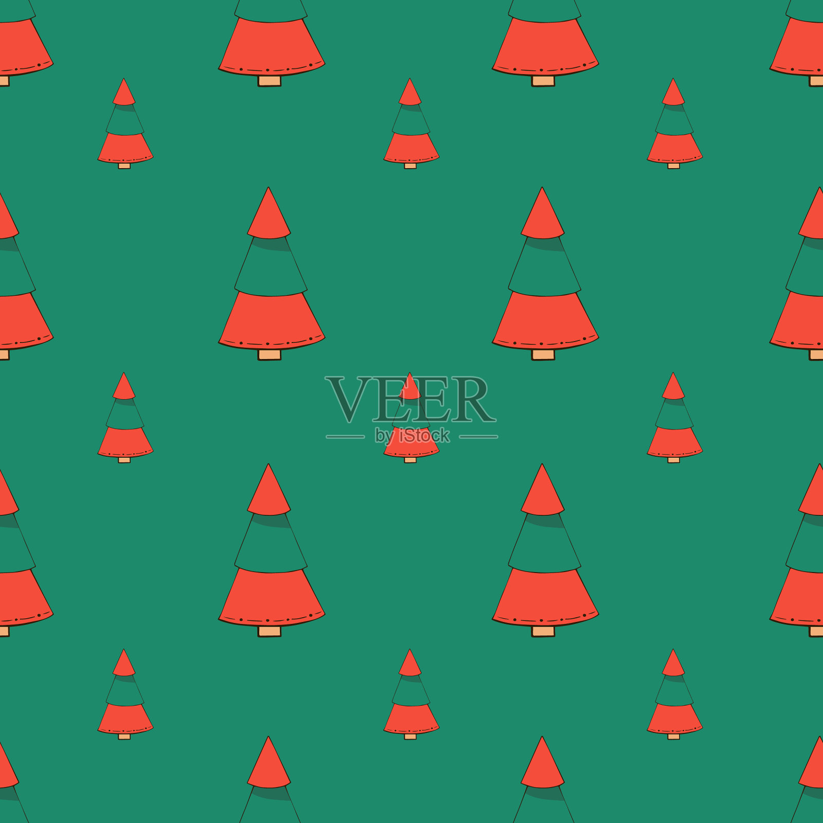 无缝图案与手绘圣诞插画图片素材