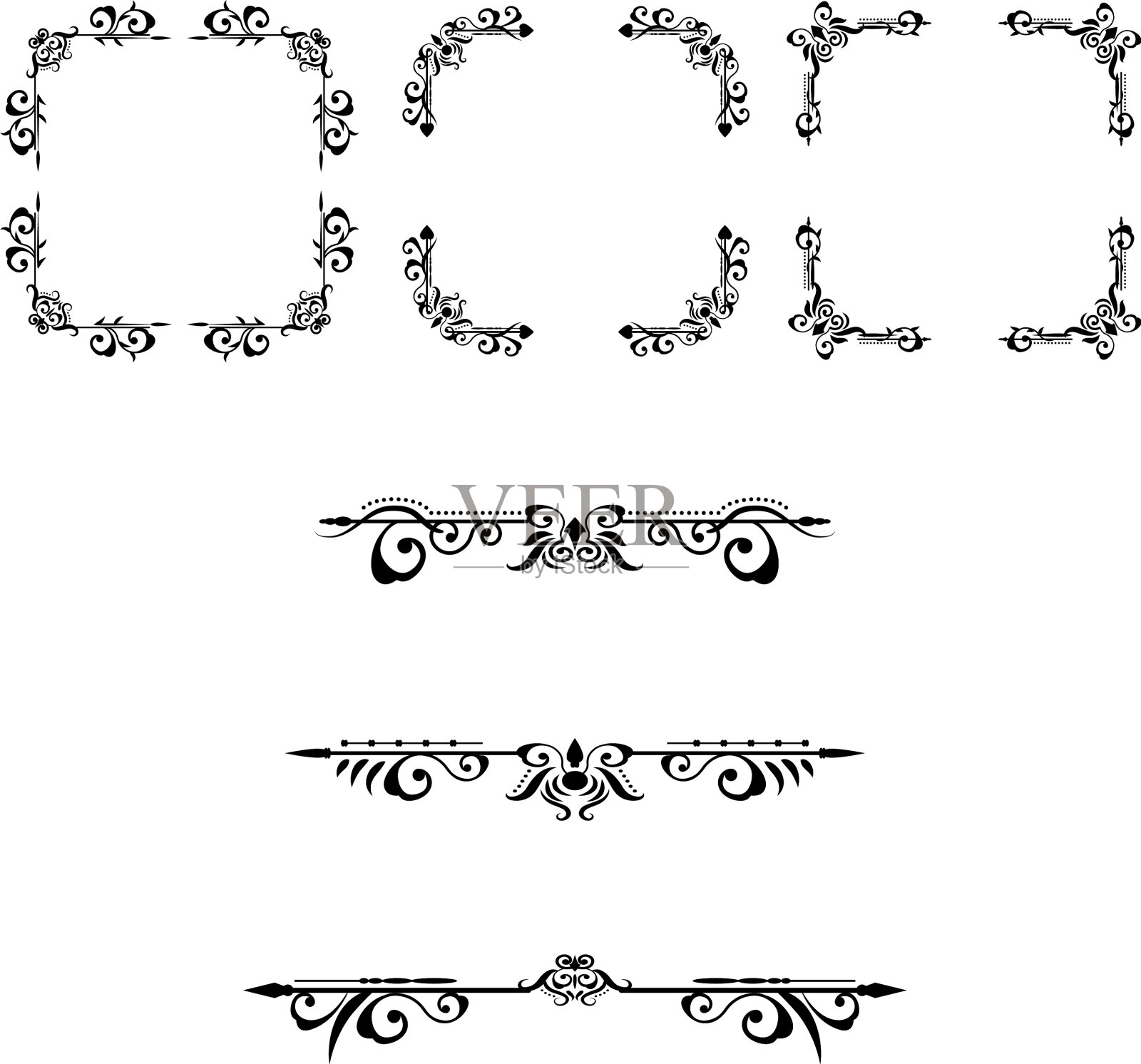 经典的装饰框架复古边框设置溢价插画图片素材