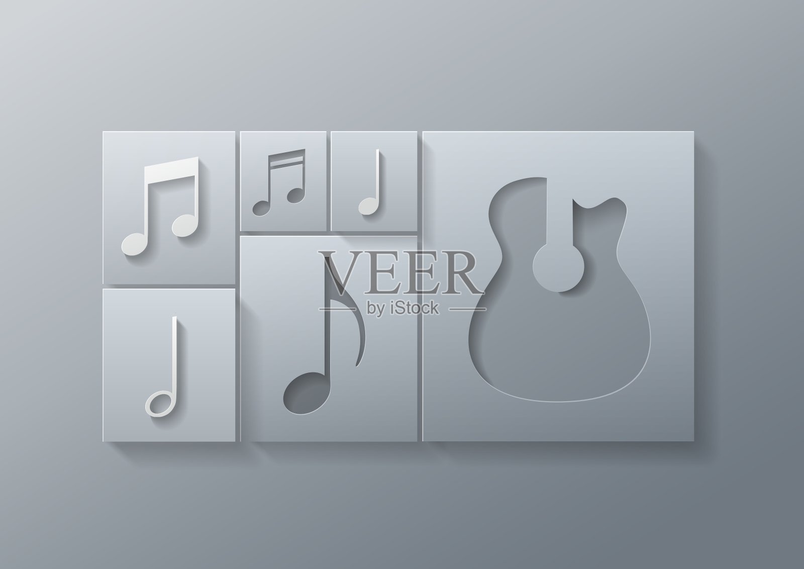 音乐吉他与音符设计模板插画图片素材