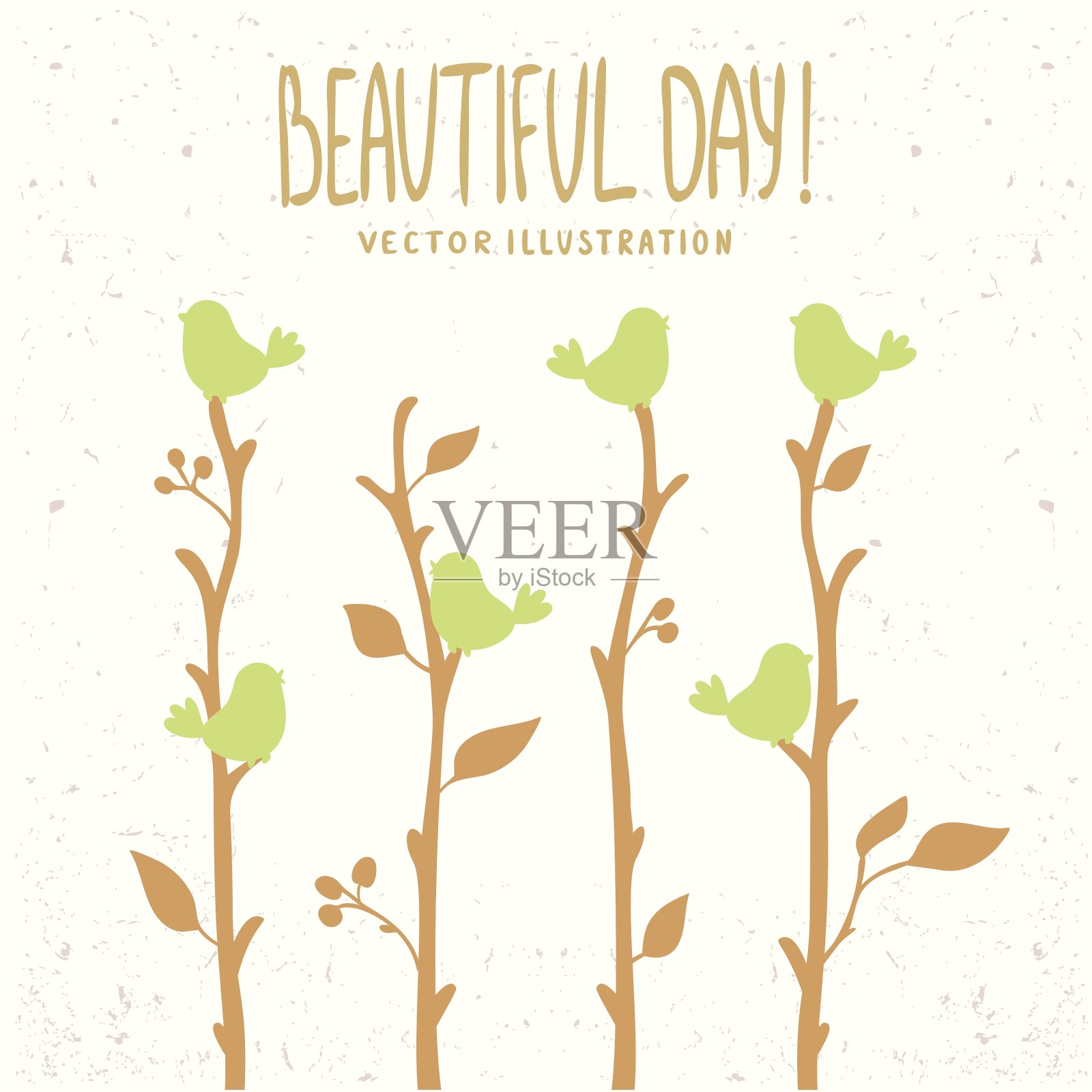 树枝上的鸟儿剪影插画图片素材