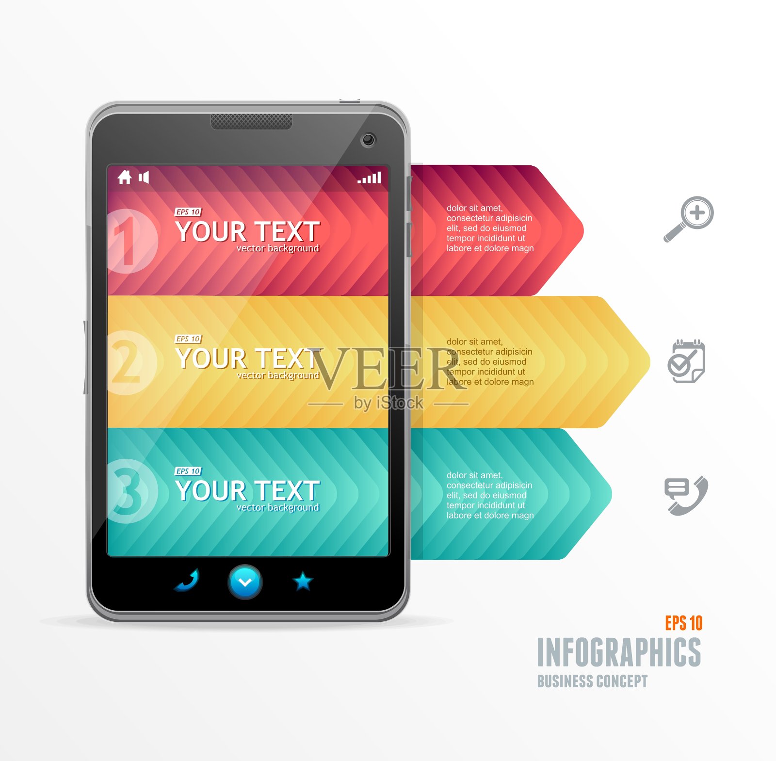 智能手机与信息图表选项横幅设计模板素材