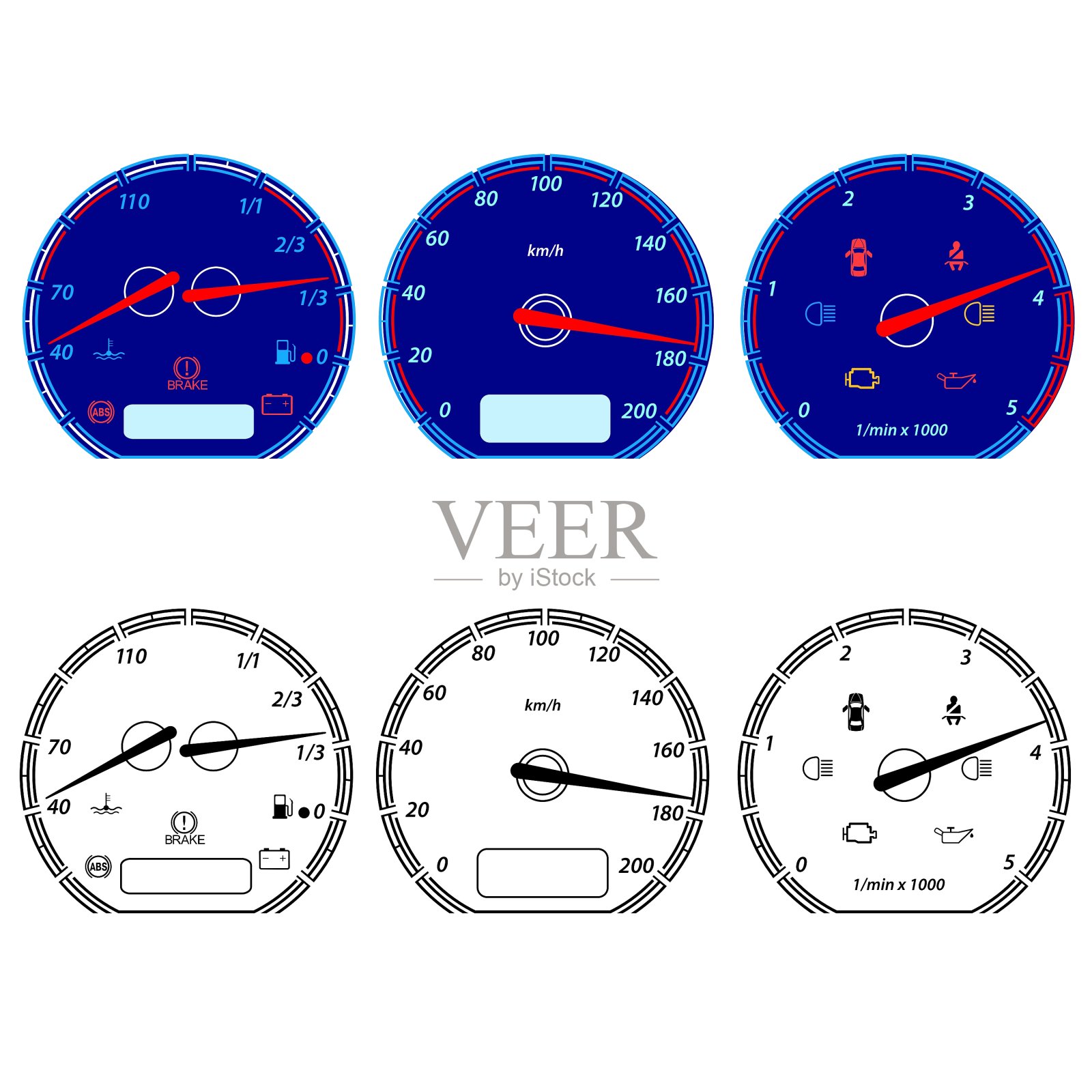 一套赛车速度表设计插画图片素材