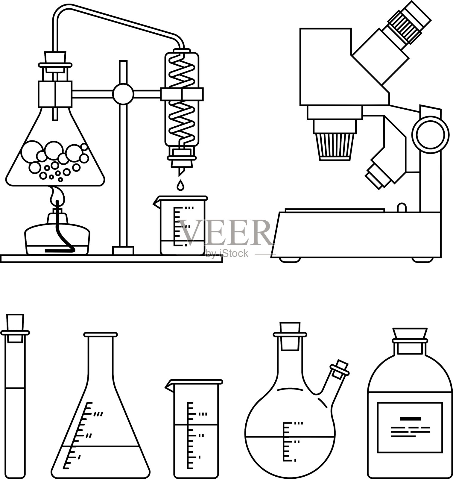 化学玻璃器皿图标集图标素材