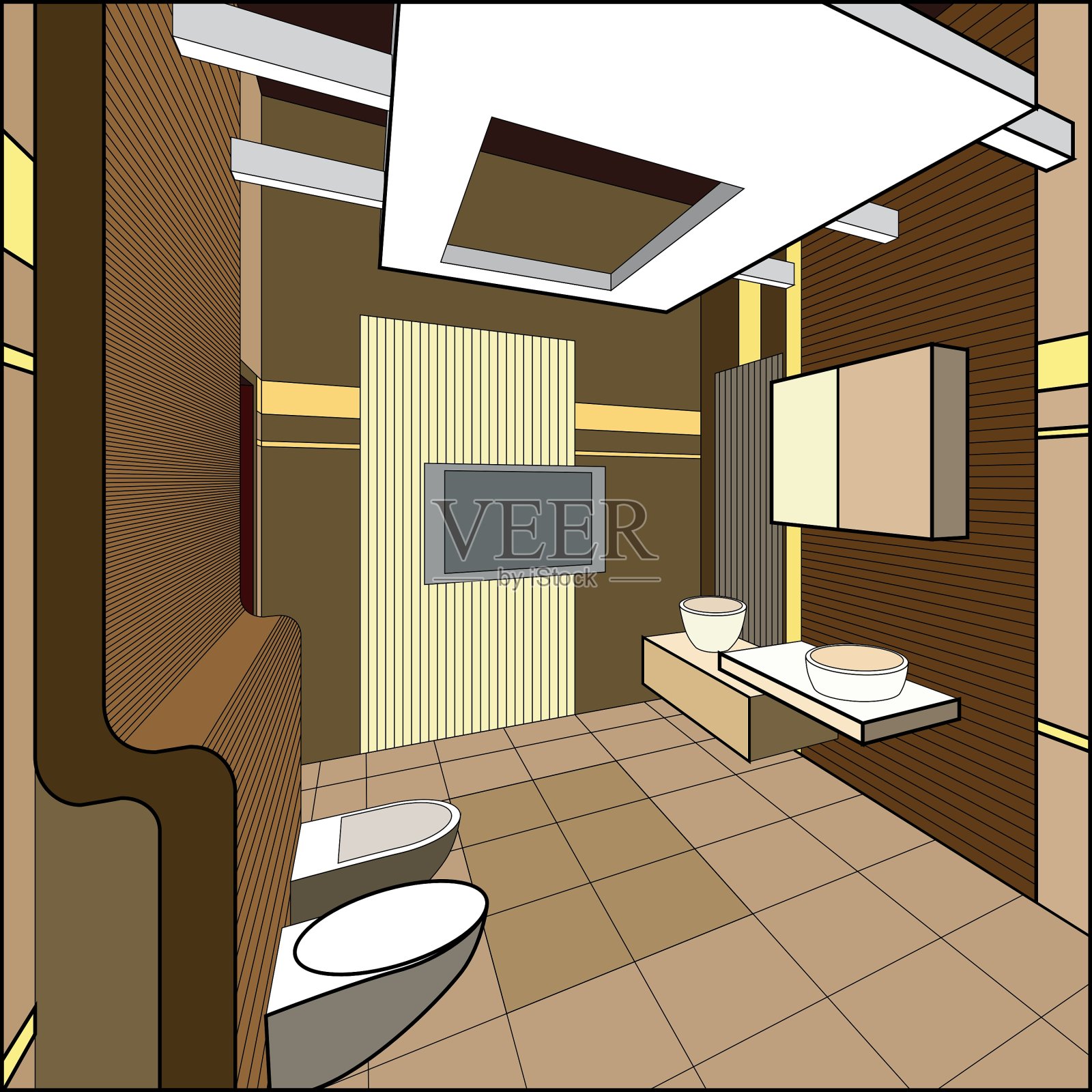 室内浴室插画图片素材