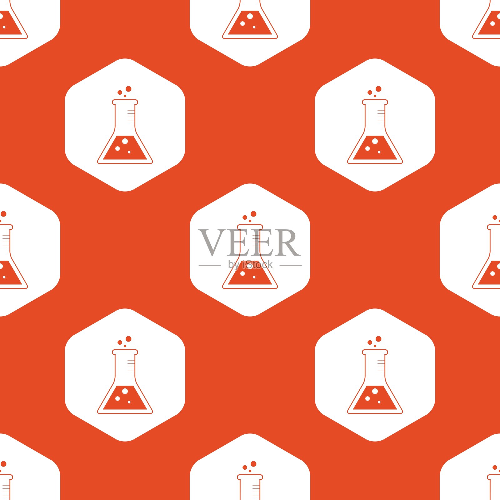橙色六角形圆锥形烧瓶图案插画图片素材