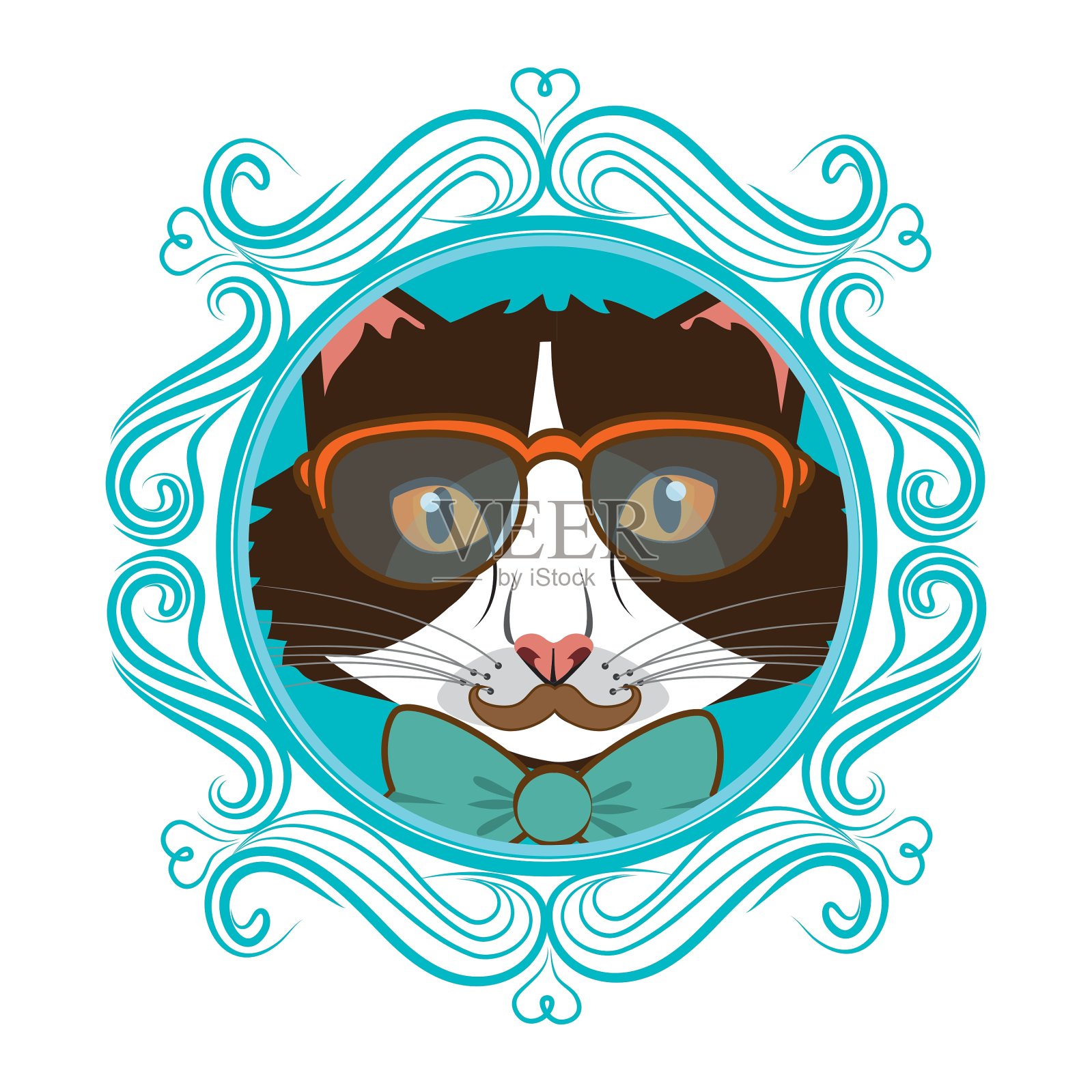 嬉皮有趣的动物卡通设计元素图片