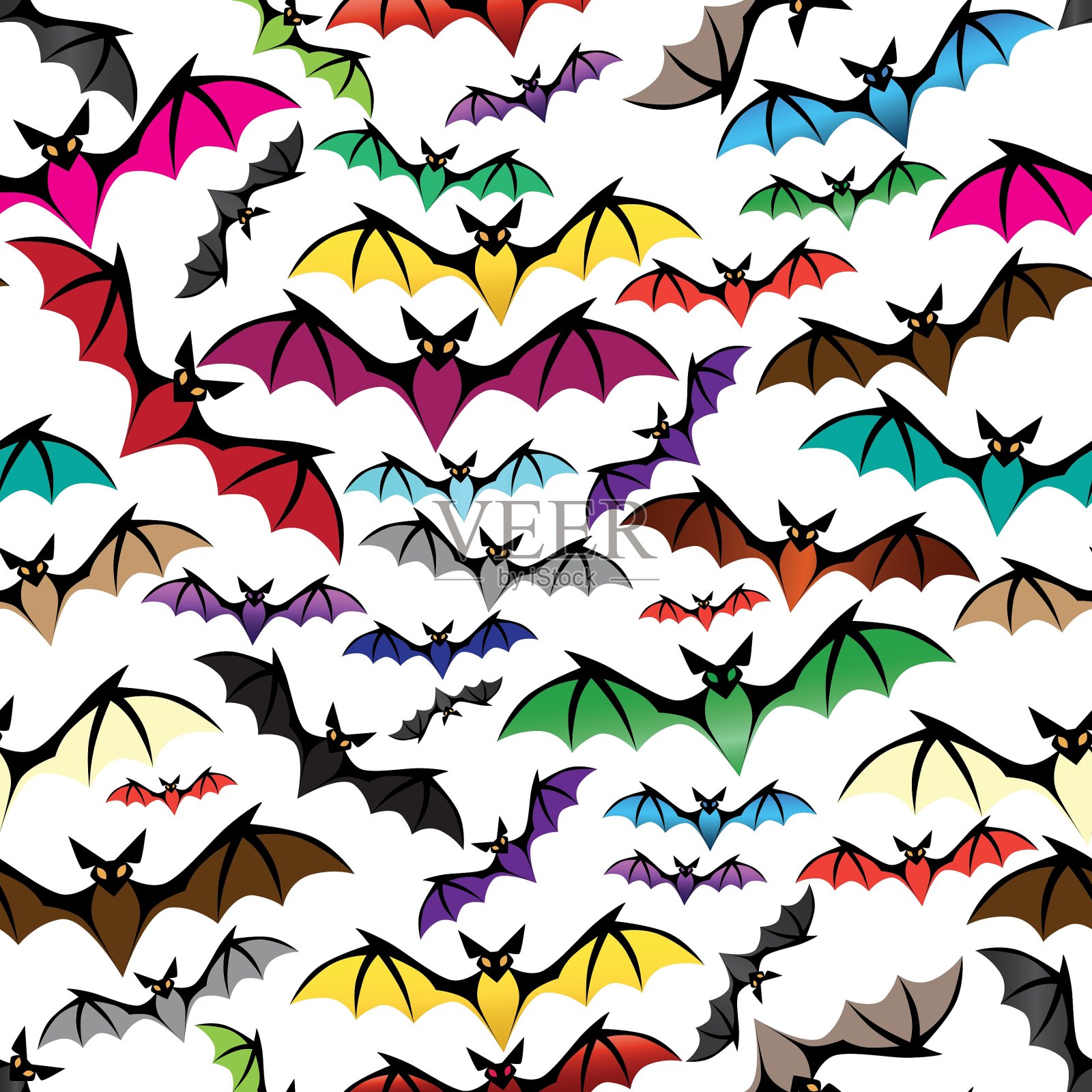万圣节蝙蝠无缝图案插画图片素材
