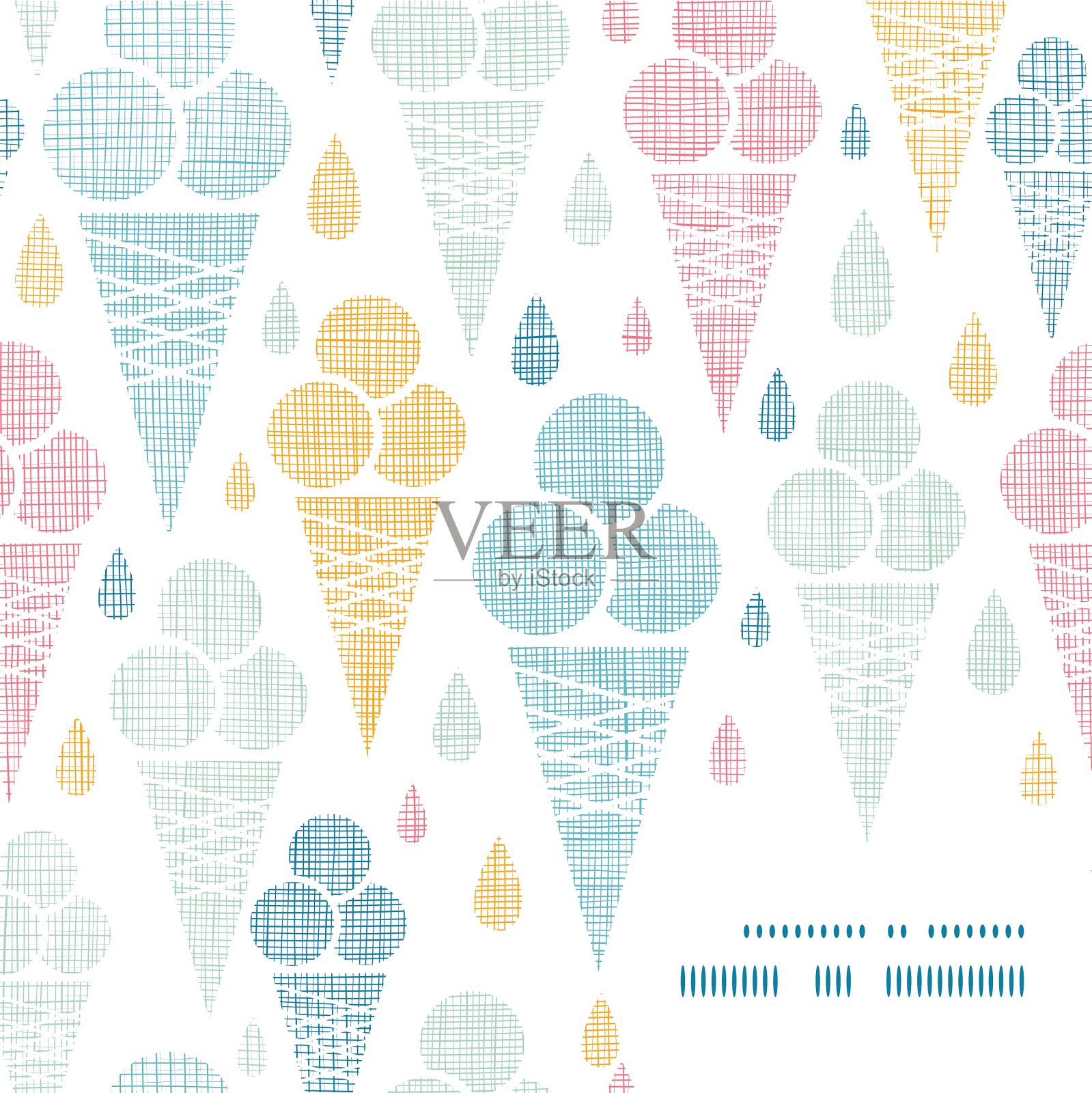 蛋筒冰淇淋，纺织彩框角插画图片素材