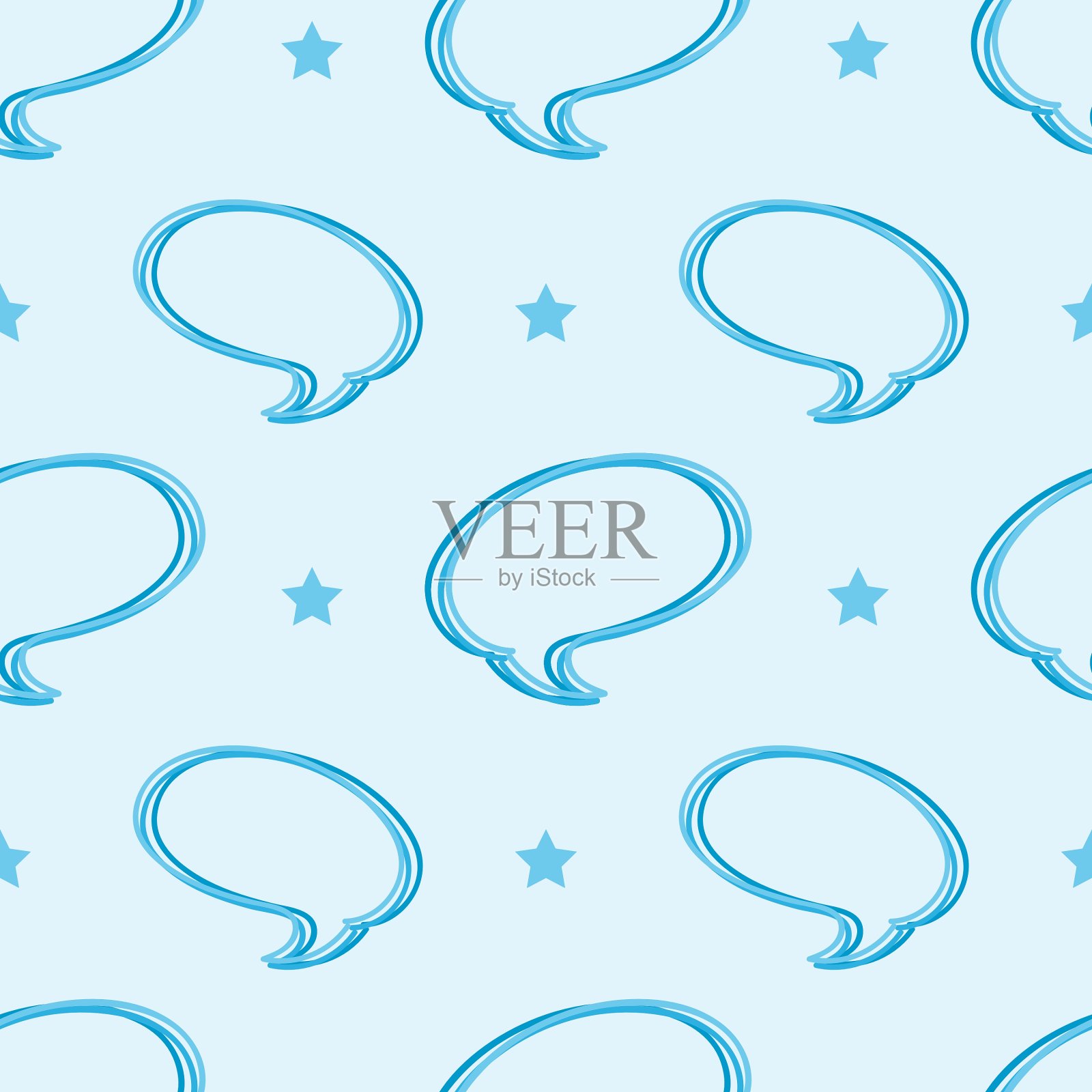 说话气泡和星星的无缝模式插画图片素材