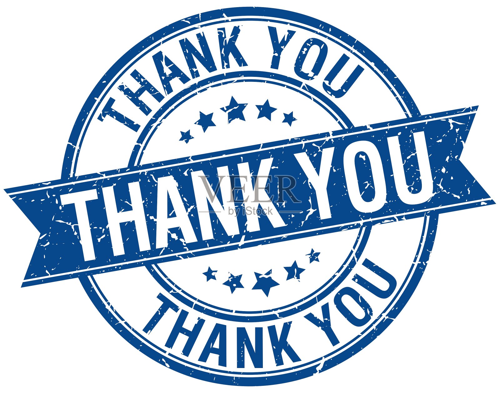 谢谢你垃圾摇滚复古蓝色孤立缎带邮票插画图片素材