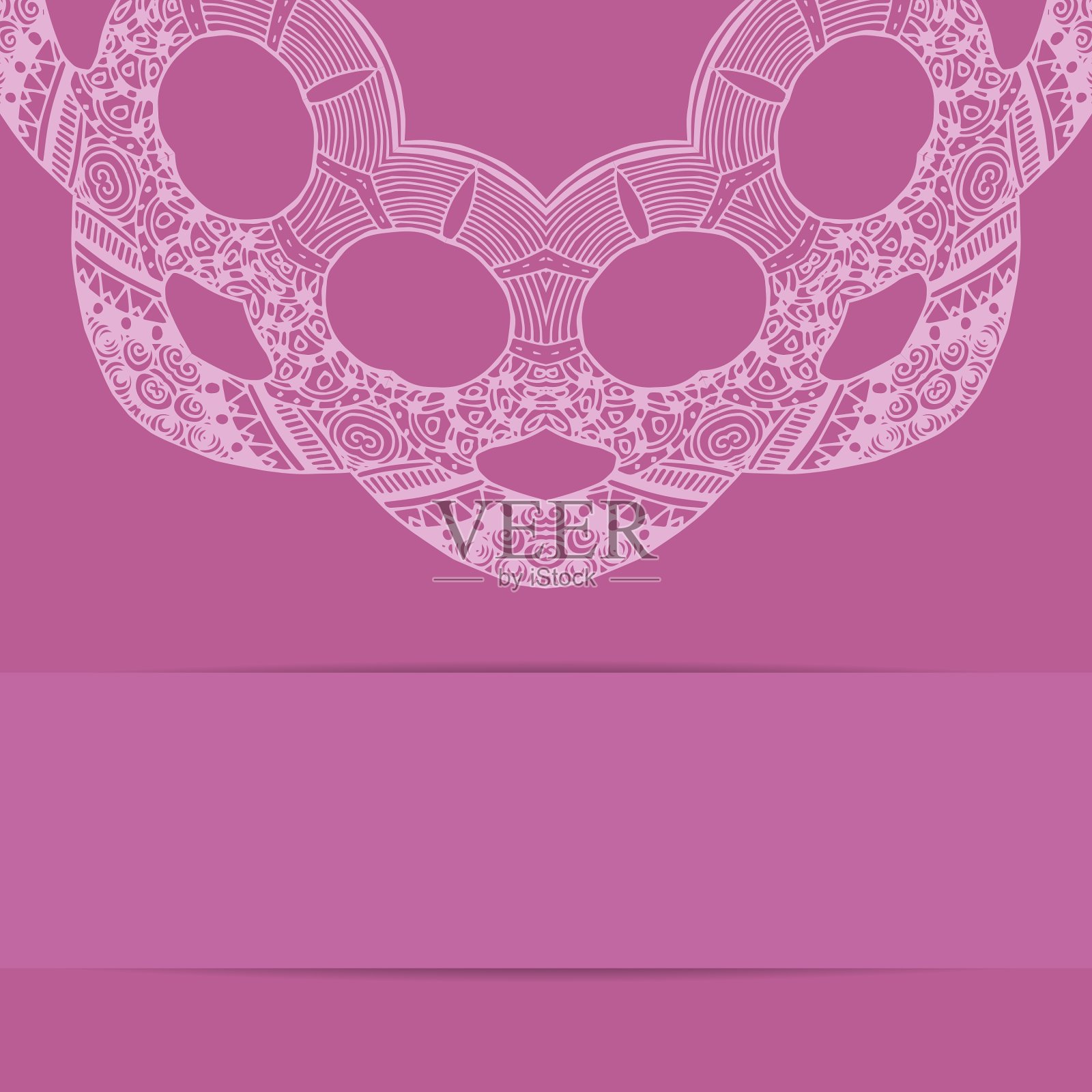 粉红色卡片与华丽的zentagle风格模式插画图片素材