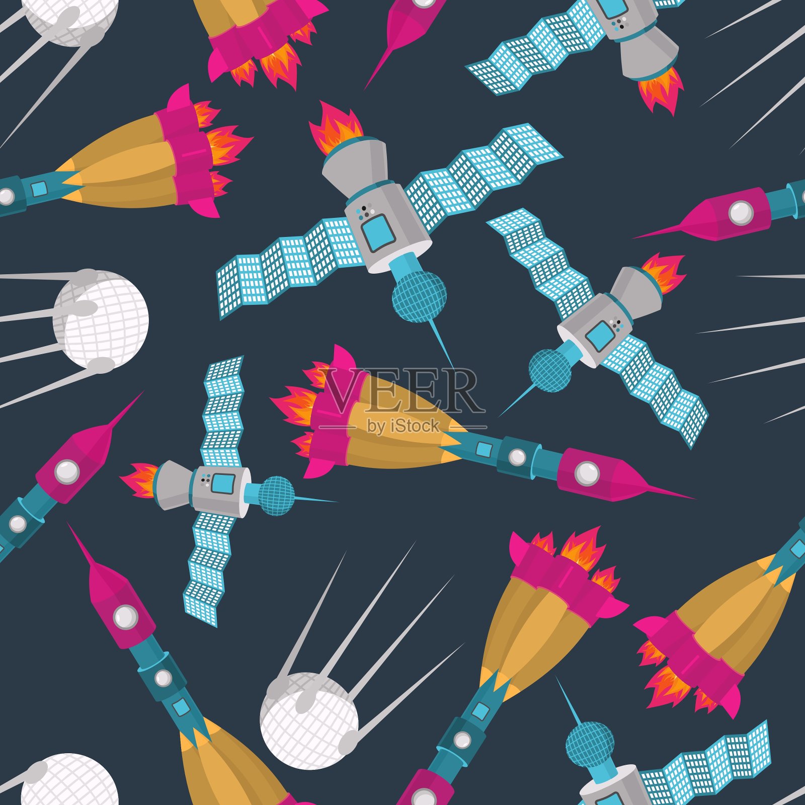 太空运输无缝模式飞船火箭插画图片素材