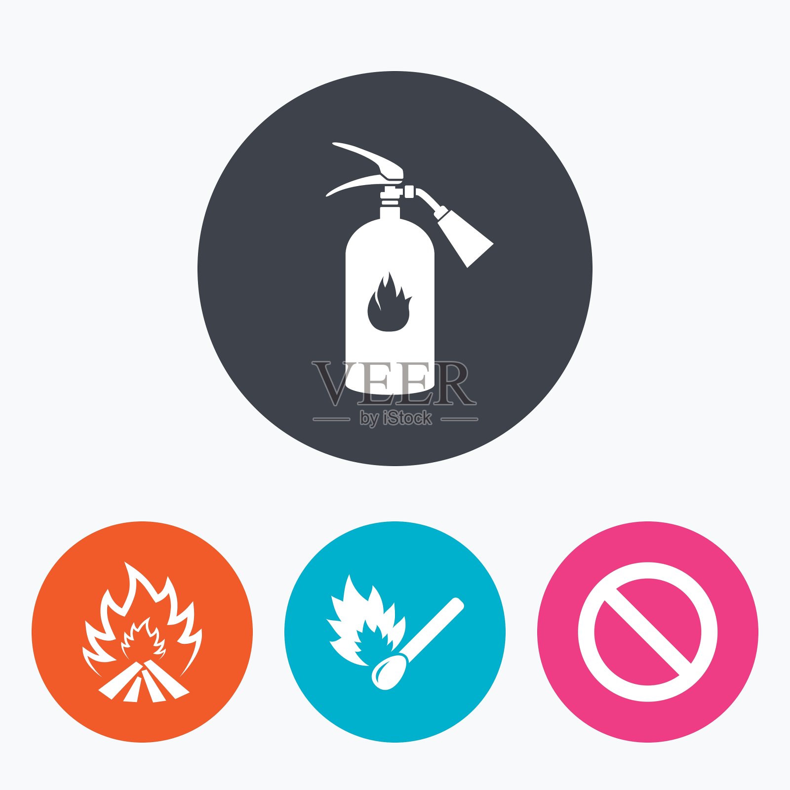 火火焰图标禁止停止标志插画图片素材