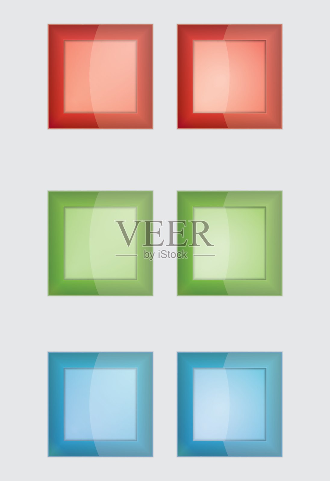 六种颜色的方形徽章或纽扣插画图片素材