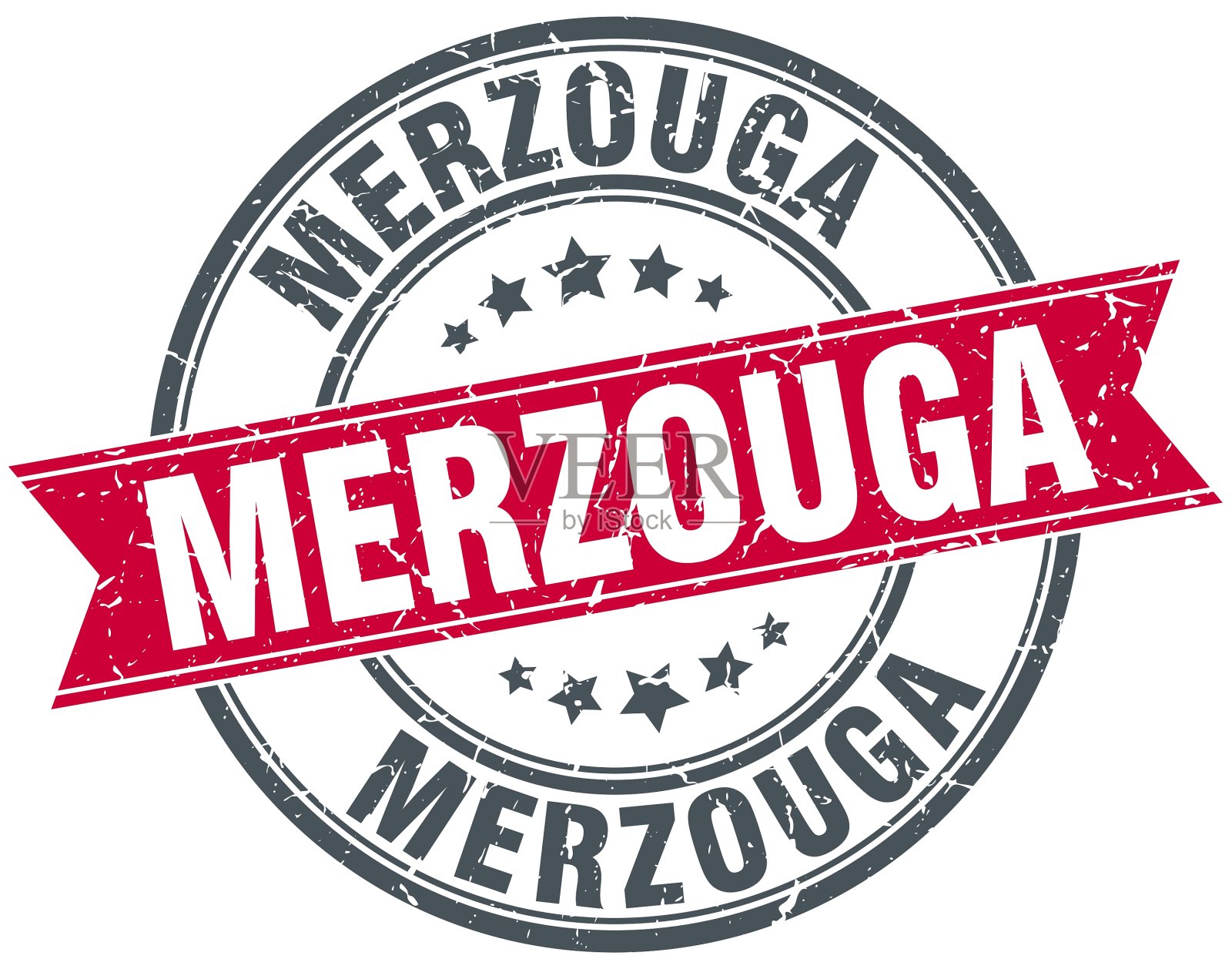 Merzouga红色圆形垃圾复古缎带邮票插画图片素材