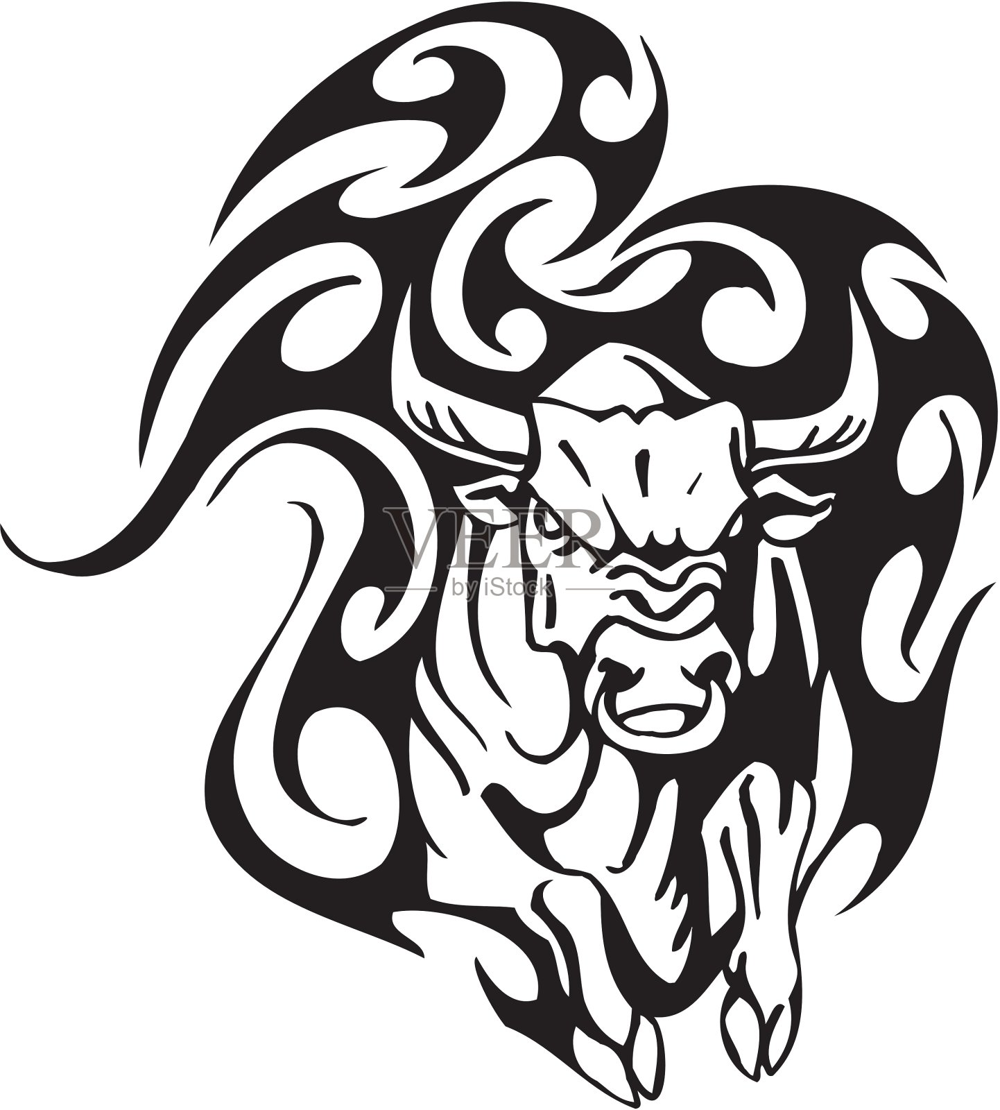 公牛在部落风格-形象插画图片素材