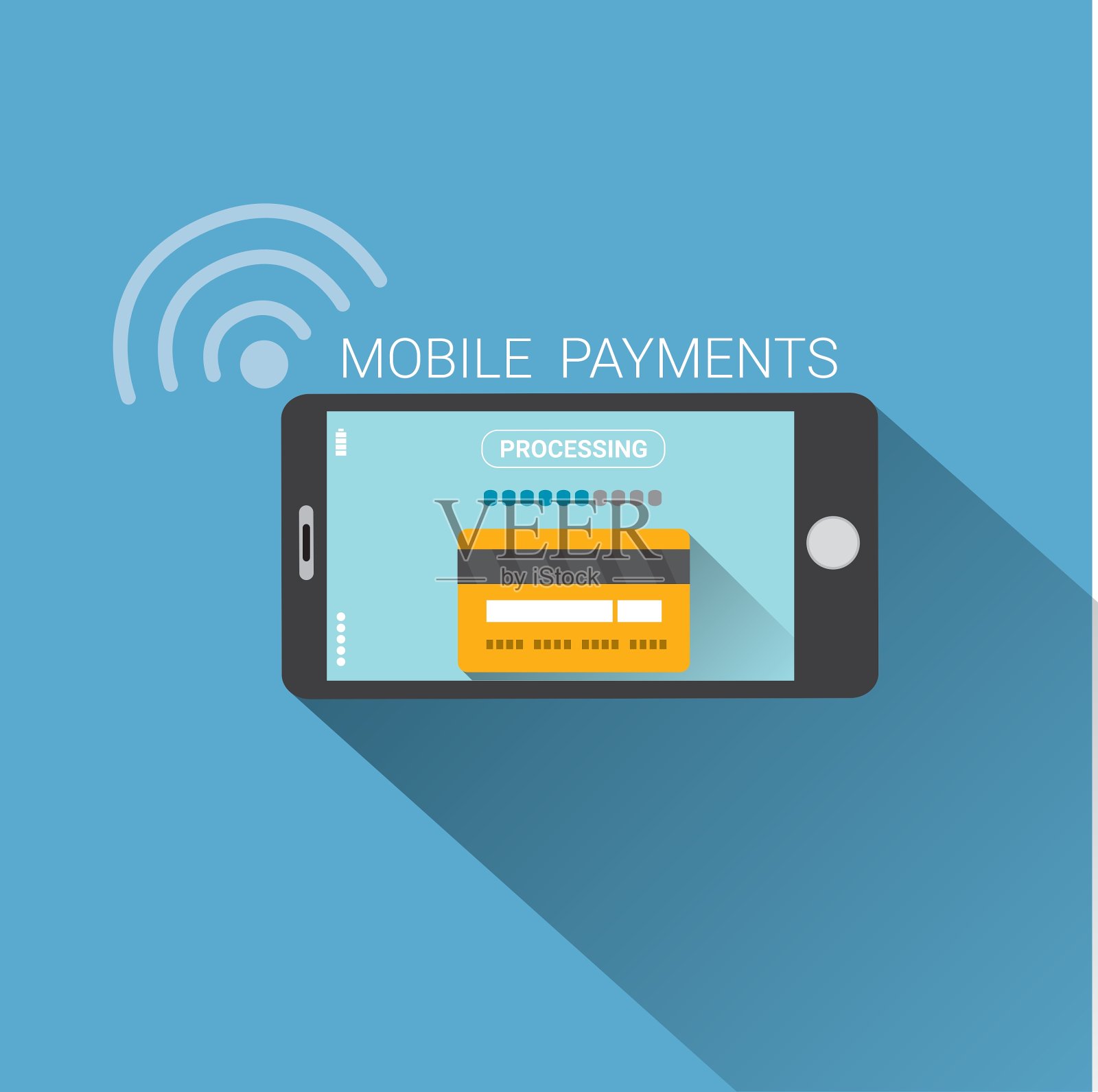 fl智能手机处理移动支付插画图片素材