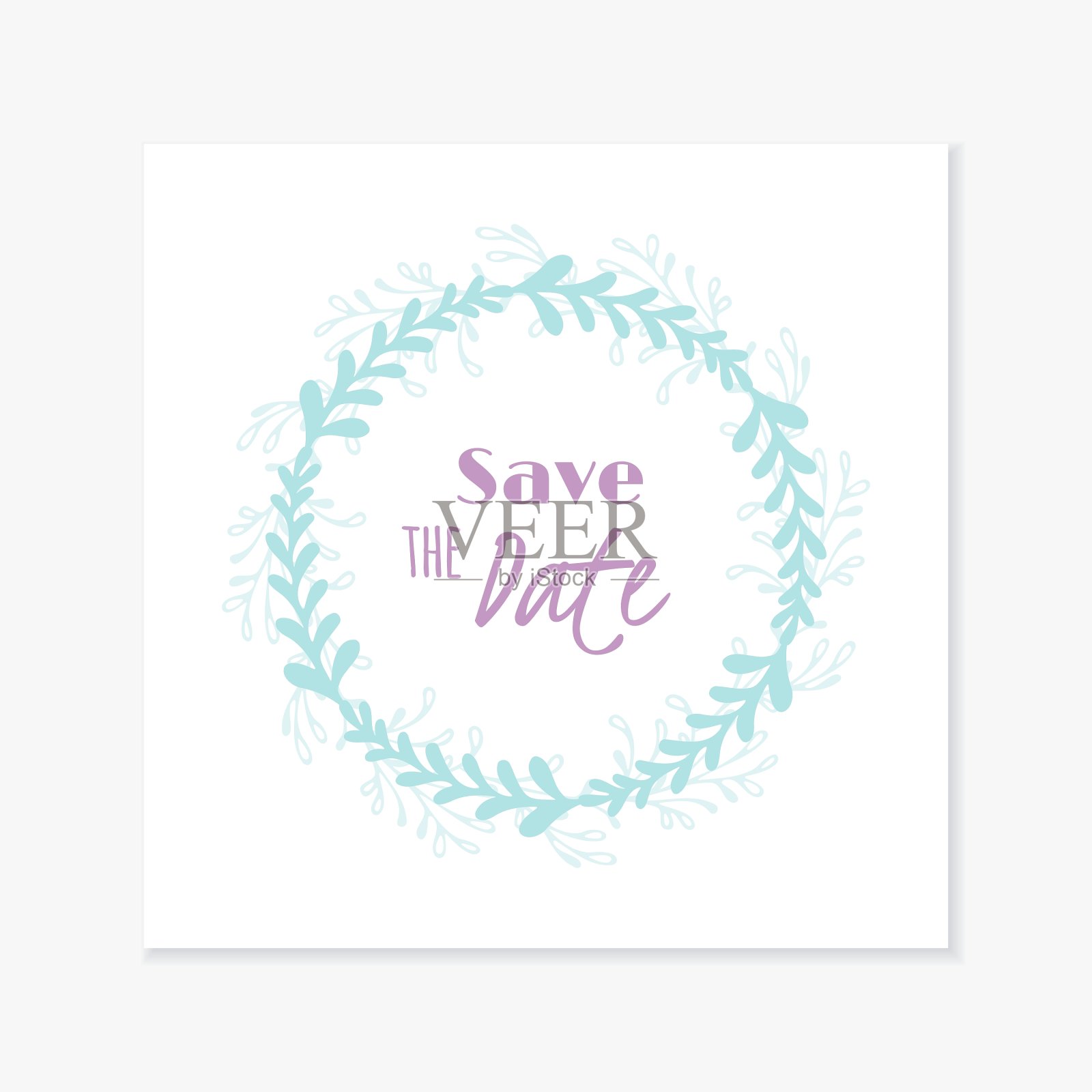 婚礼请柬与手绘花卉设计模板素材