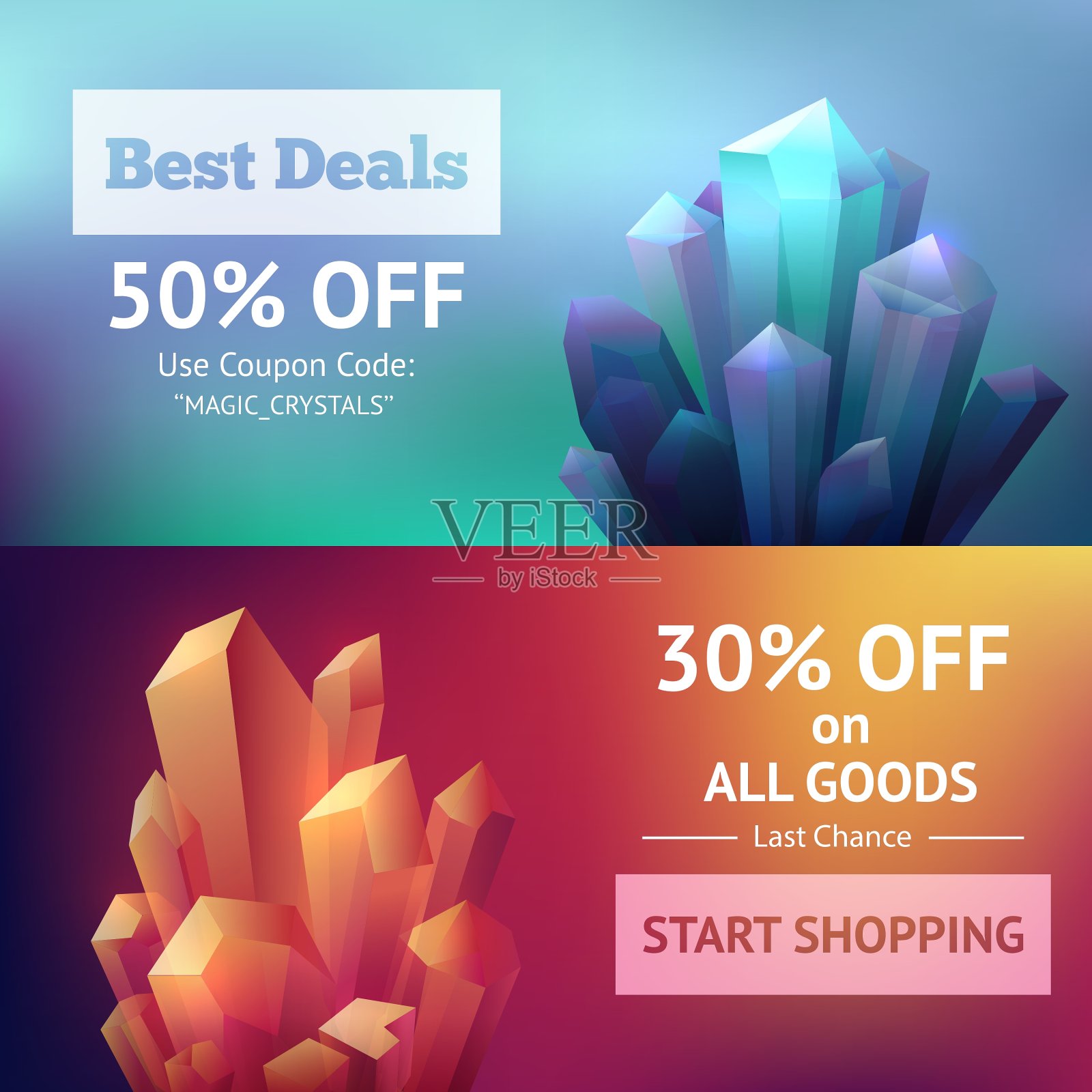 水晶矿物横幅插画图片素材