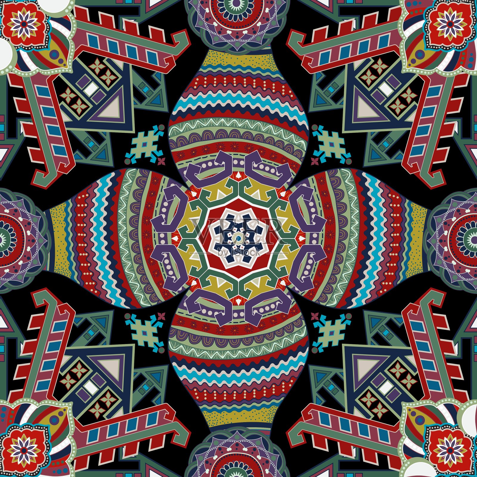 几何无缝图案民族墙纸插画图片素材