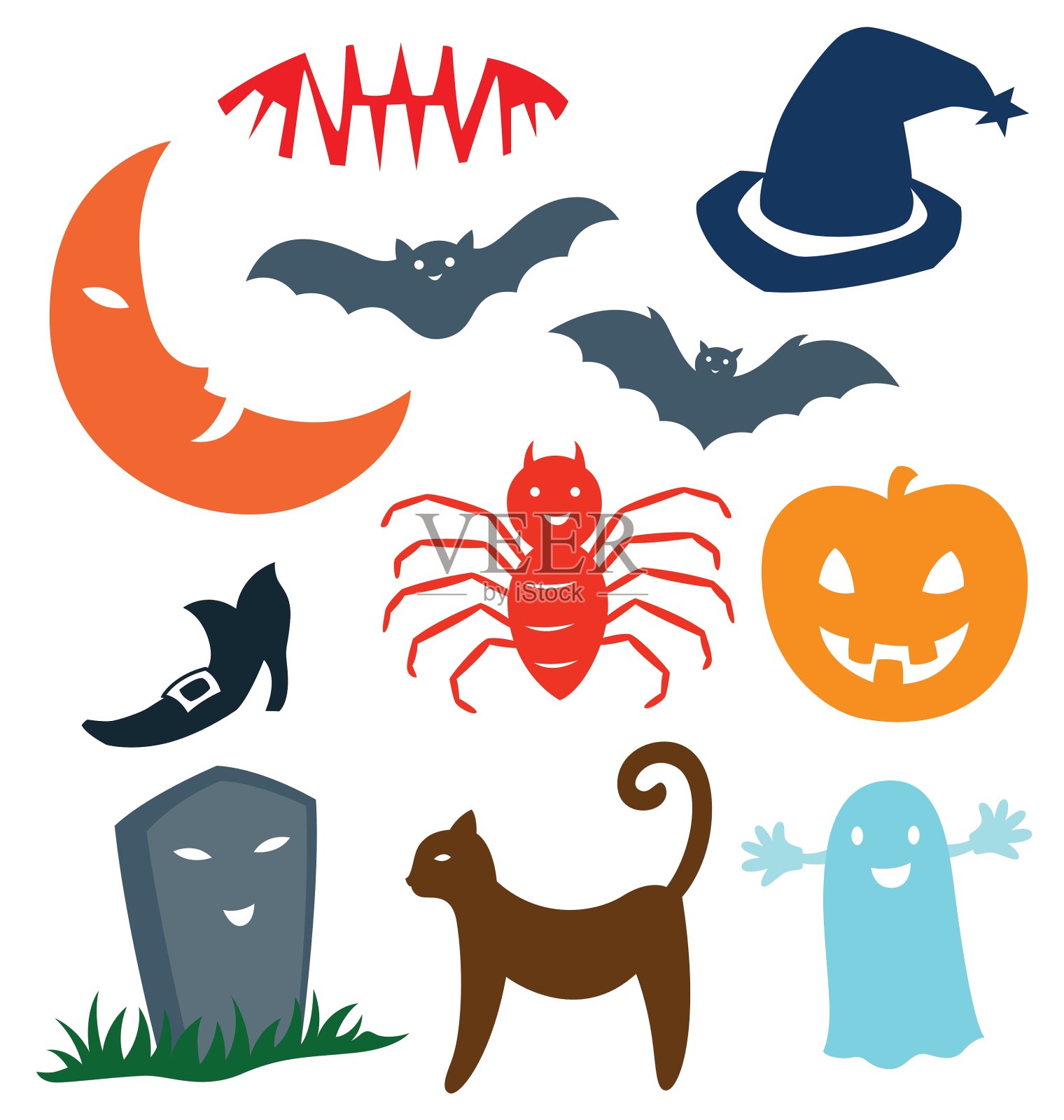 万圣节的设置插画图片素材