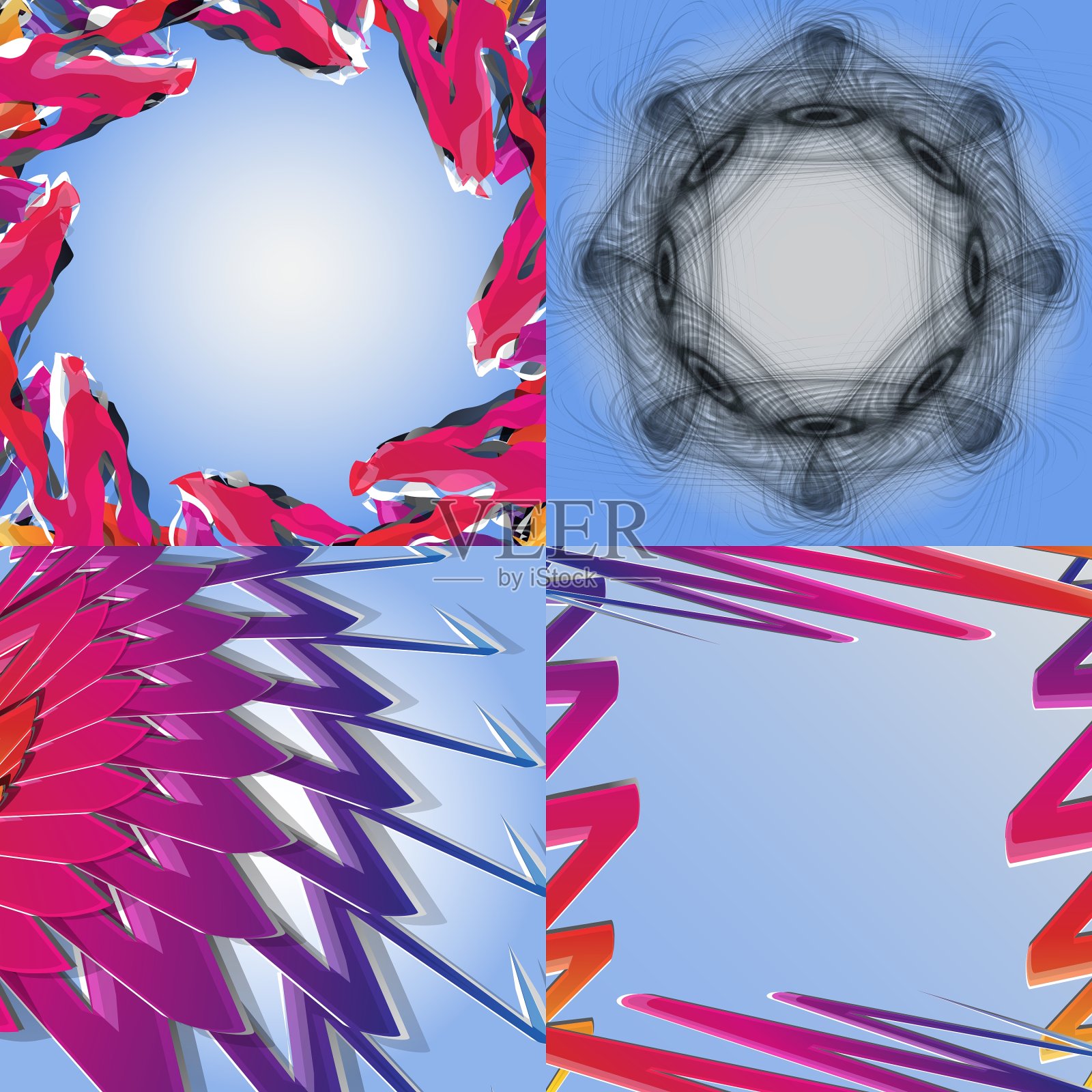 一套抽象的彩虹色背景插画图片素材