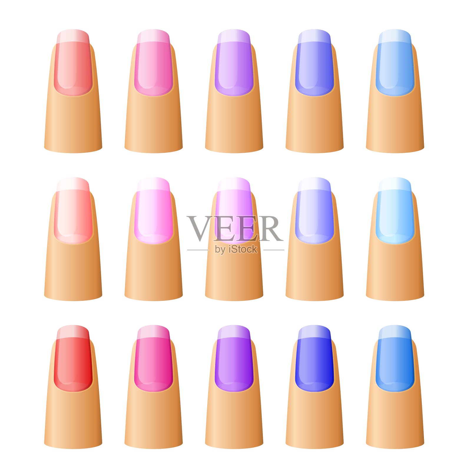 不同颜色的指甲油插画图片素材