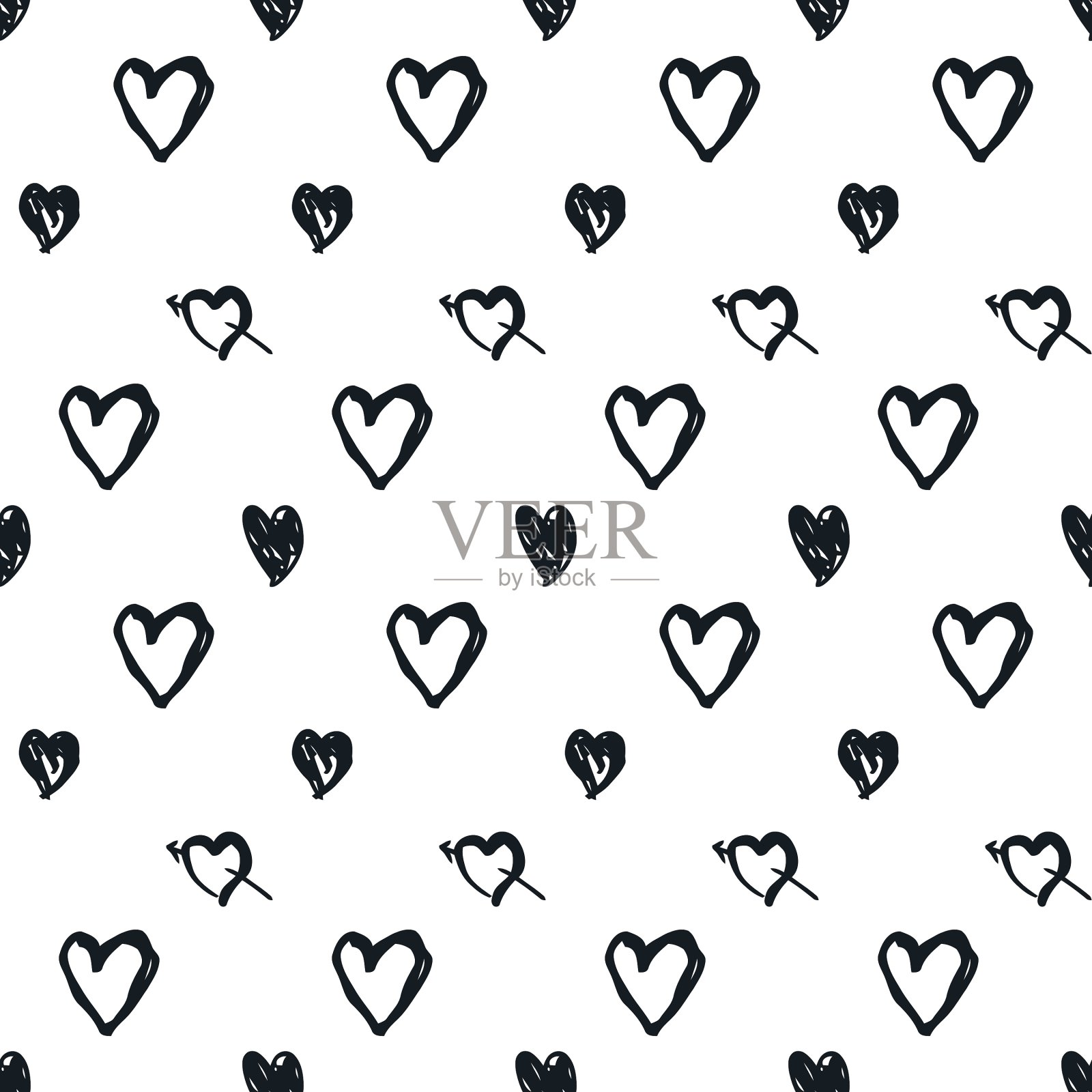 画上无缝的心形图案插画图片素材