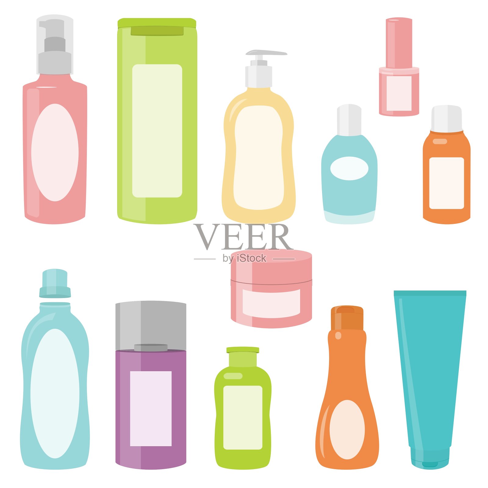 套装2个化妆品容器插画图片素材